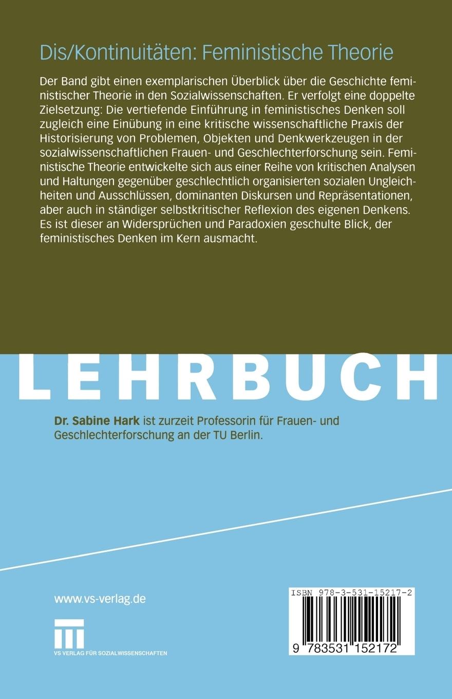 Rückseitencover Dis/Kontinuitäten: Feministische Theorie