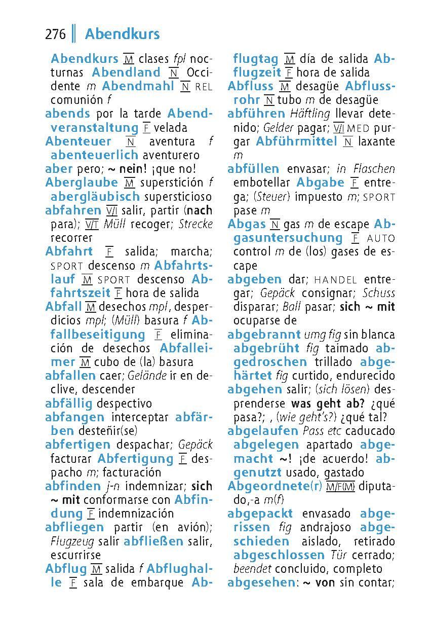 Beispielinhalt (Bild) Langenscheidt Universal-Wörterbuch Spanisch