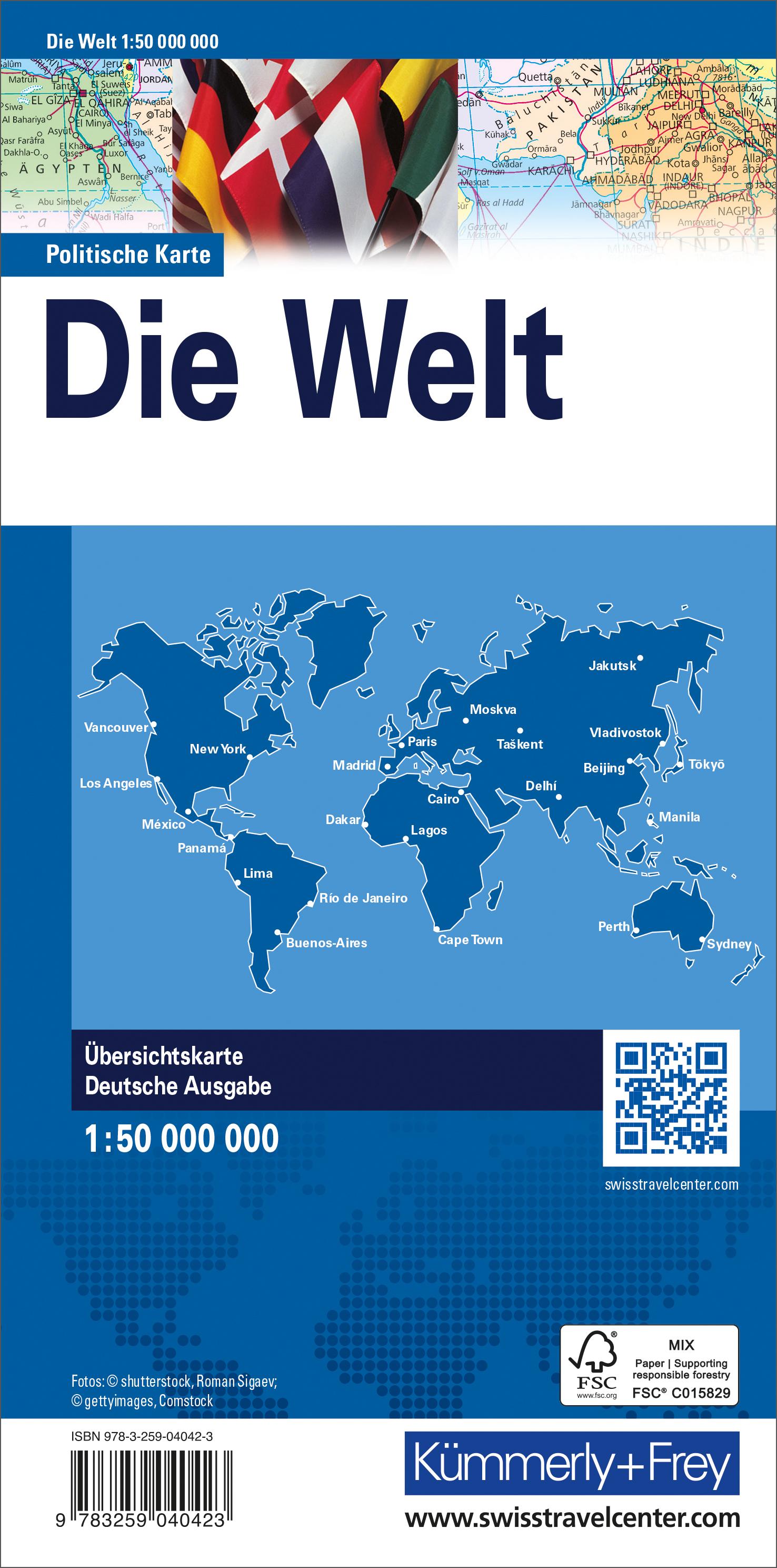 Rückseitencover Kümmerly+Frey Weltkarte politisch 1:50 Mio.