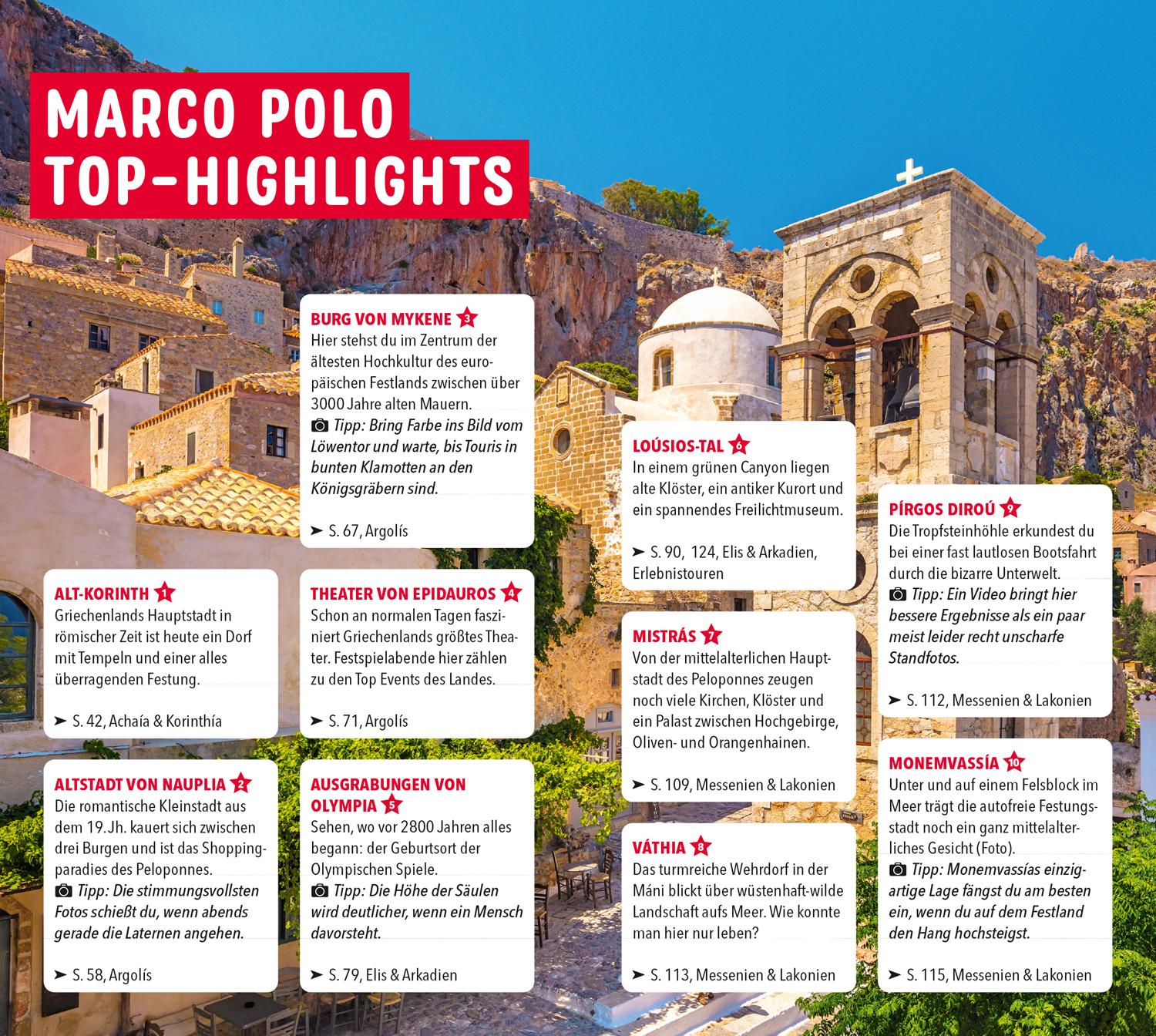 Beispielinhalt (Bild) MARCO POLO Reiseführer Peloponnes