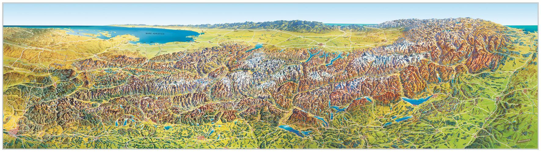 Vorderes Coverbild MARCO POLO Das Große Alpen Panorama Sommer, plano in Hülse