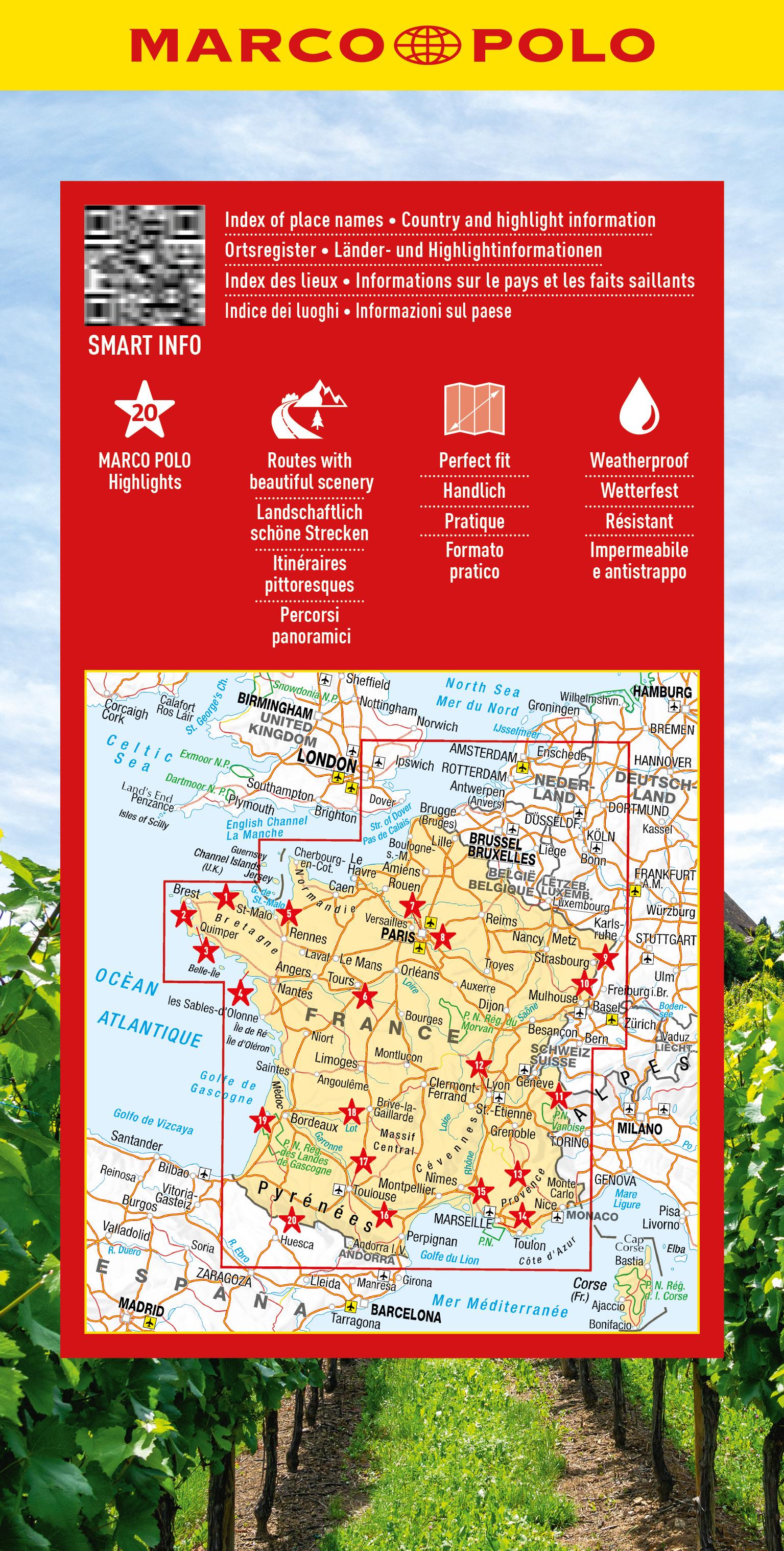 Rückseitencover MARCO POLO Reisekarte Frankreich 1:950.000