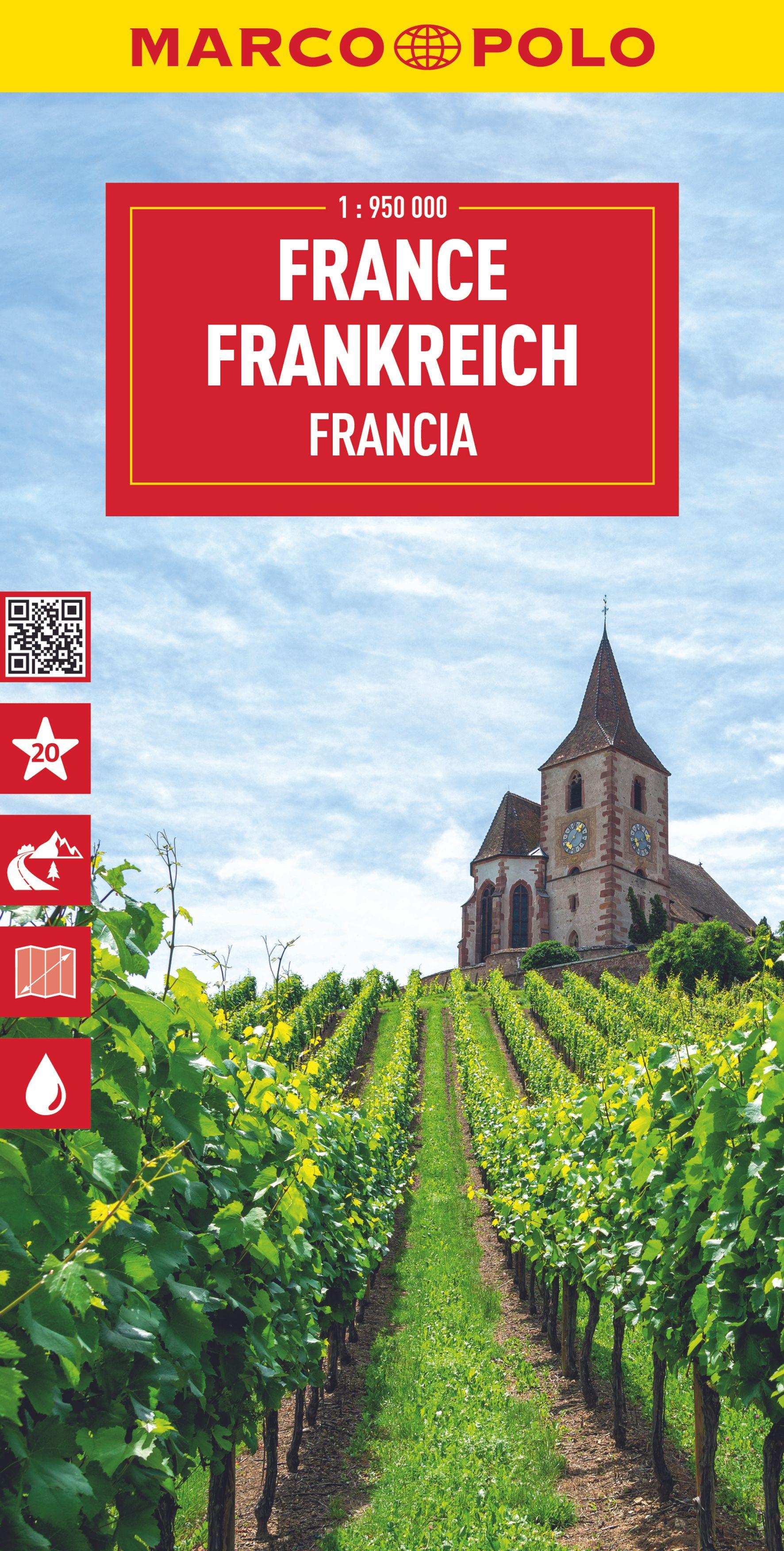 Vorderes Coverbild MARCO POLO Reisekarte Frankreich 1:950.000