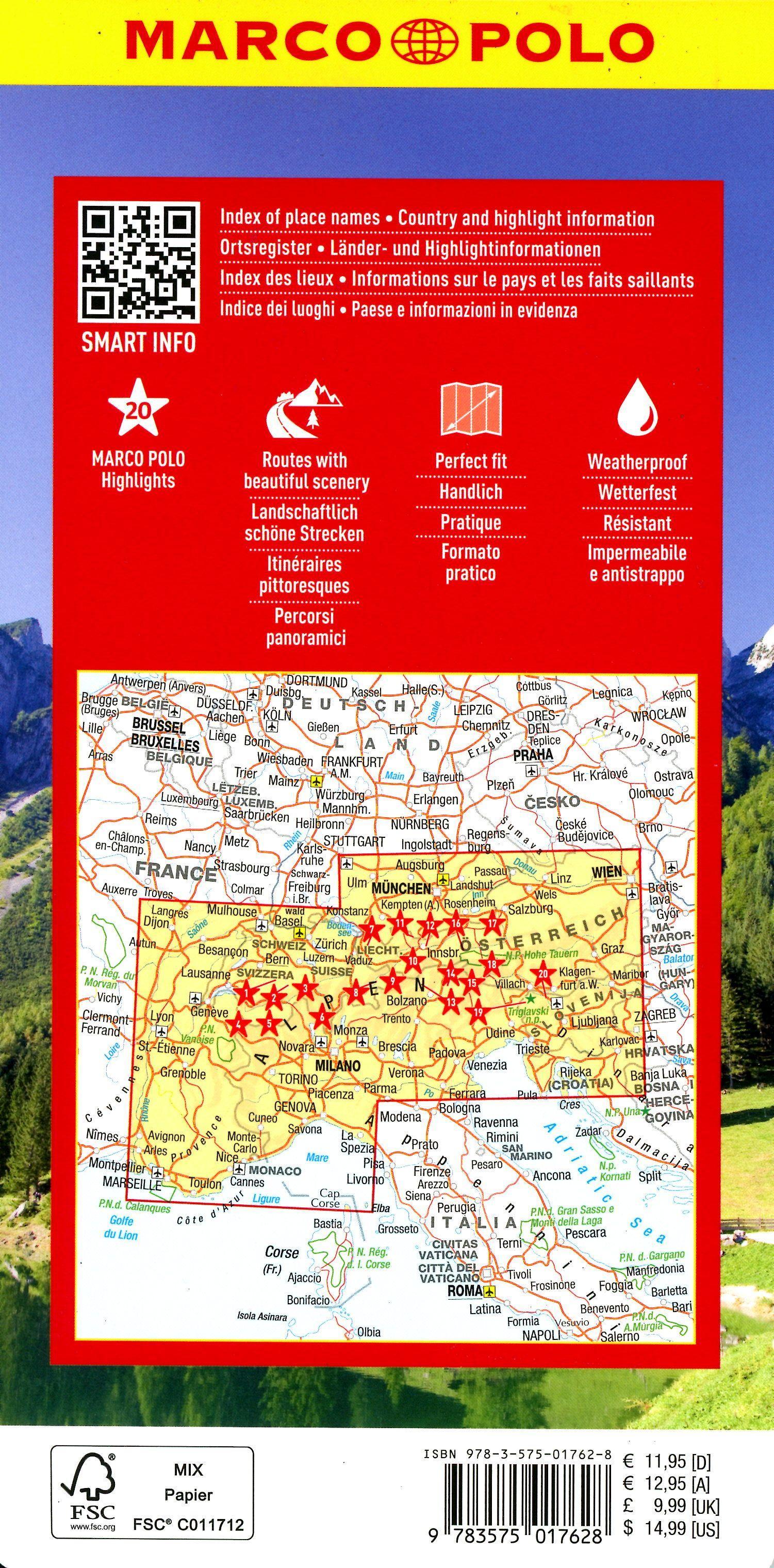 Beispielinhalt (Bild) MARCO POLO Reisekarte Alpen 1:650.000
