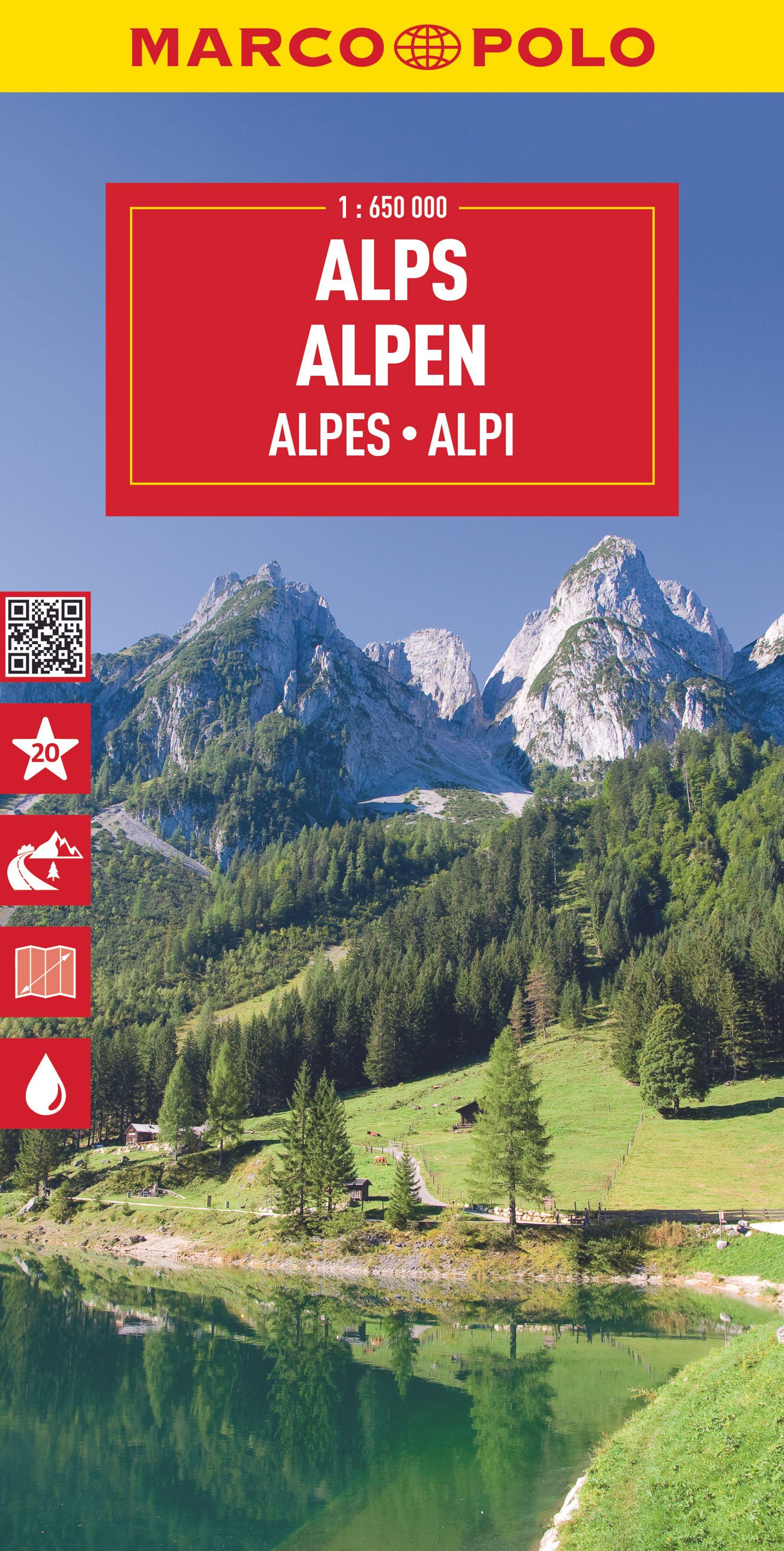 Vorderes Coverbild MARCO POLO Reisekarte Alpen 1:650.000