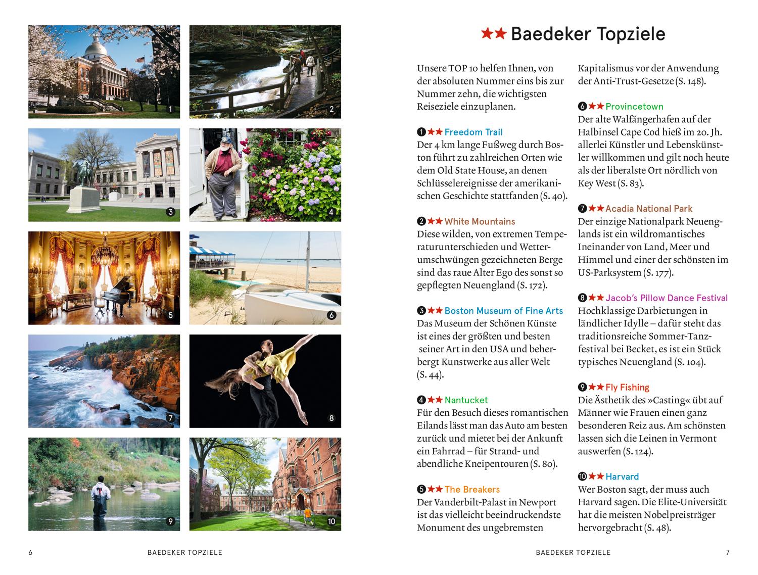 Beispielinhalt (Bild) Baedeker SMART Reiseführer Boston, Neuengland