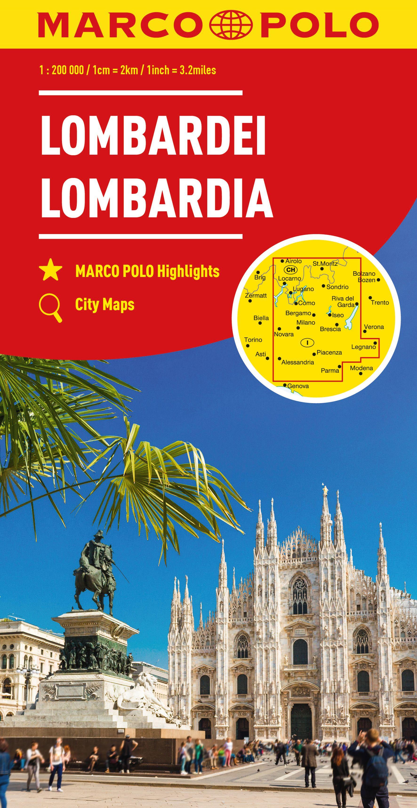 Vorderes Coverbild MARCO POLO Regionalkarte Italien 02 Lombardei, Oberitalienische Seen 1:200.000