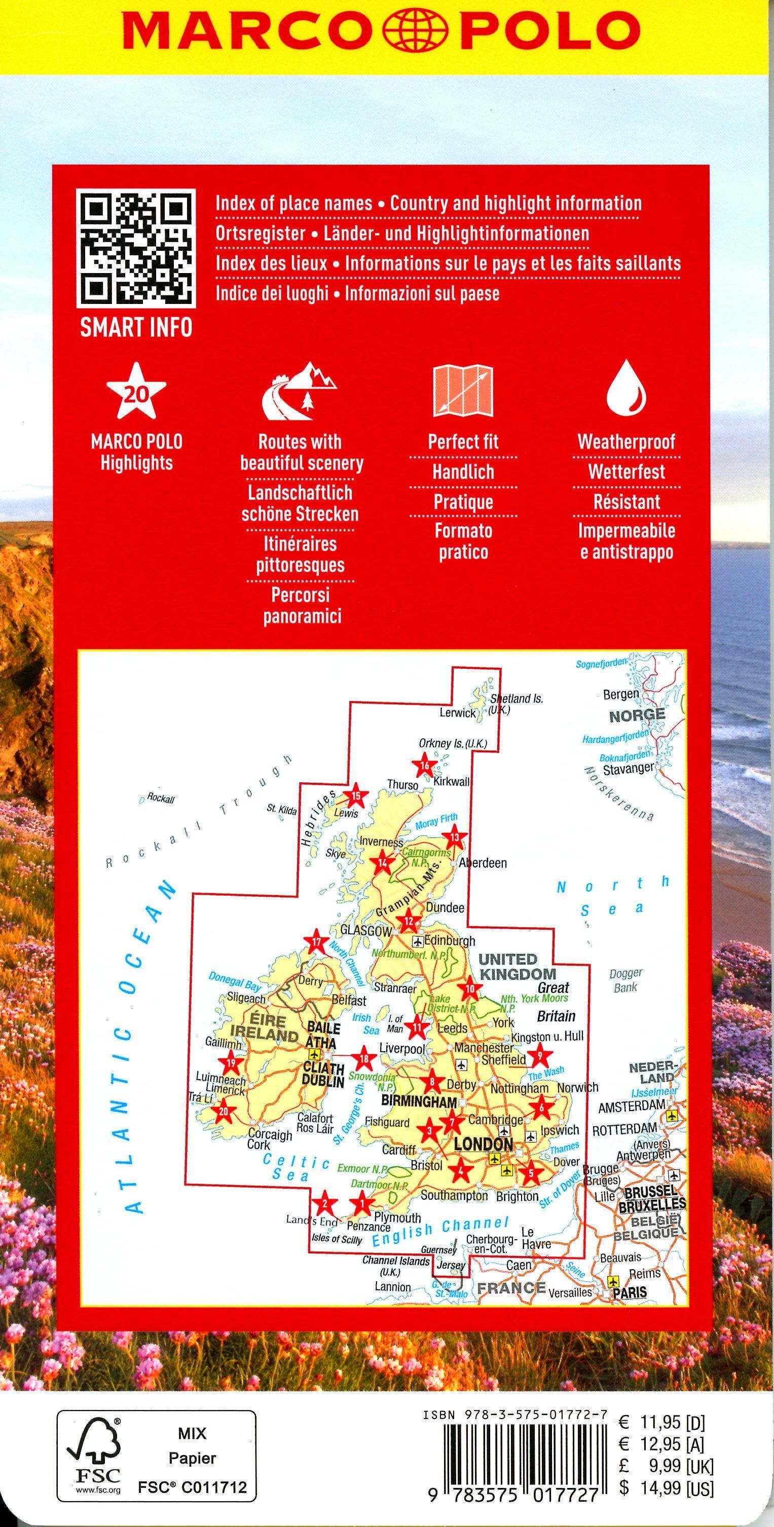 Beispielinhalt (Bild) MARCO POLO Reisekarte Großbritannien, Irland 1:850.000