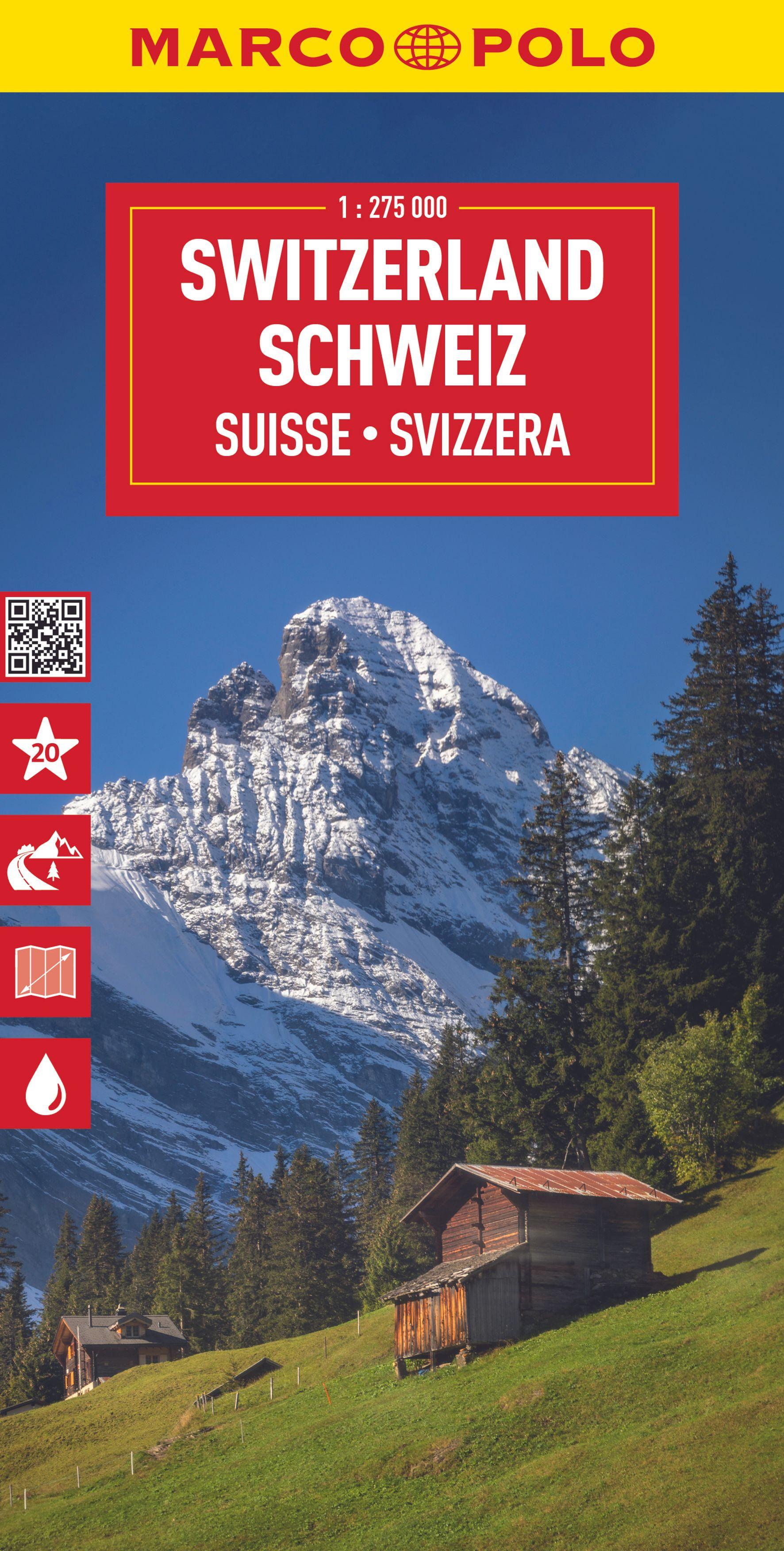 Vorderes Coverbild MARCO POLO Reisekarte Schweiz 1:275.000