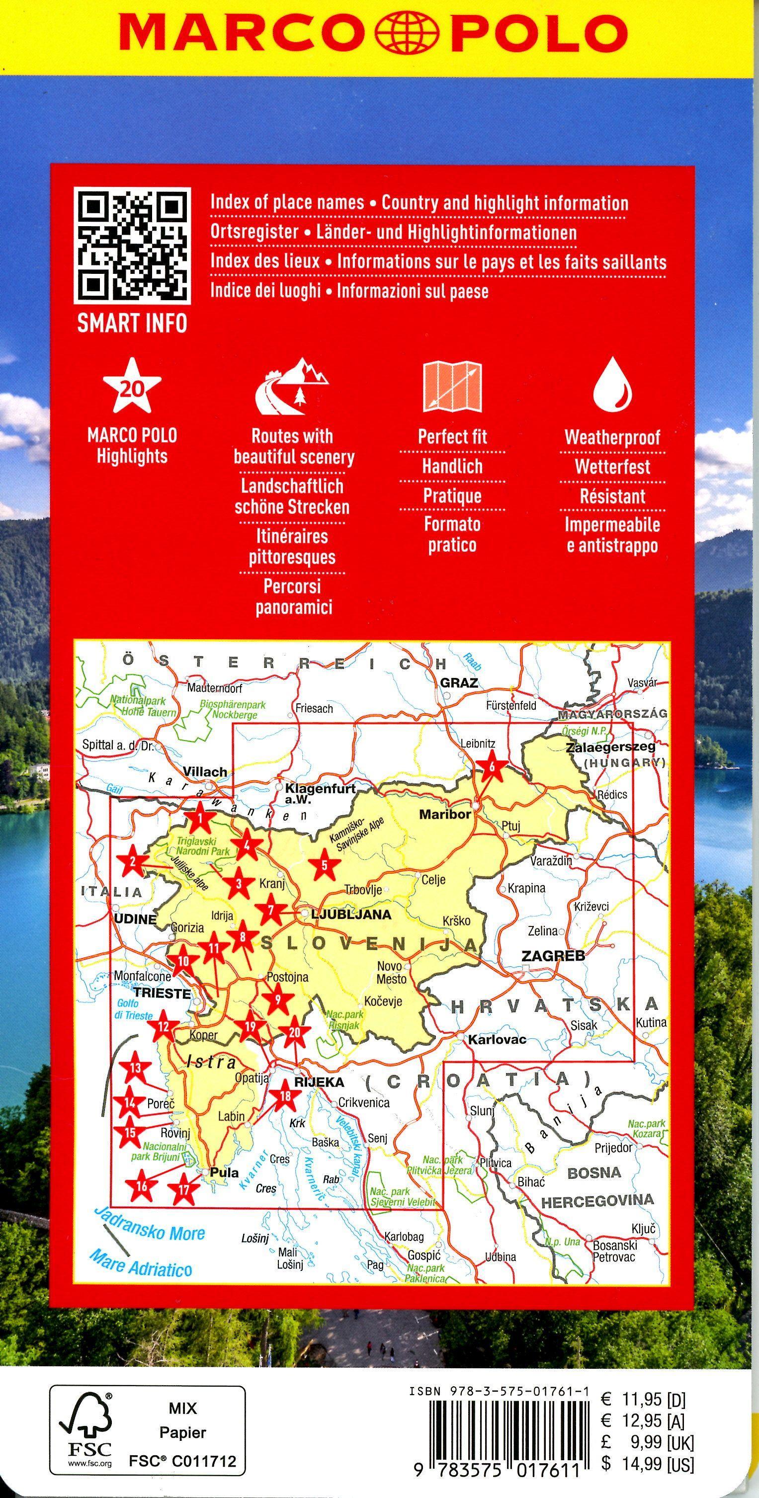 Beispielinhalt (Bild) MARCO POLO Reisekarte Slowenien und Istrien 1:250.000