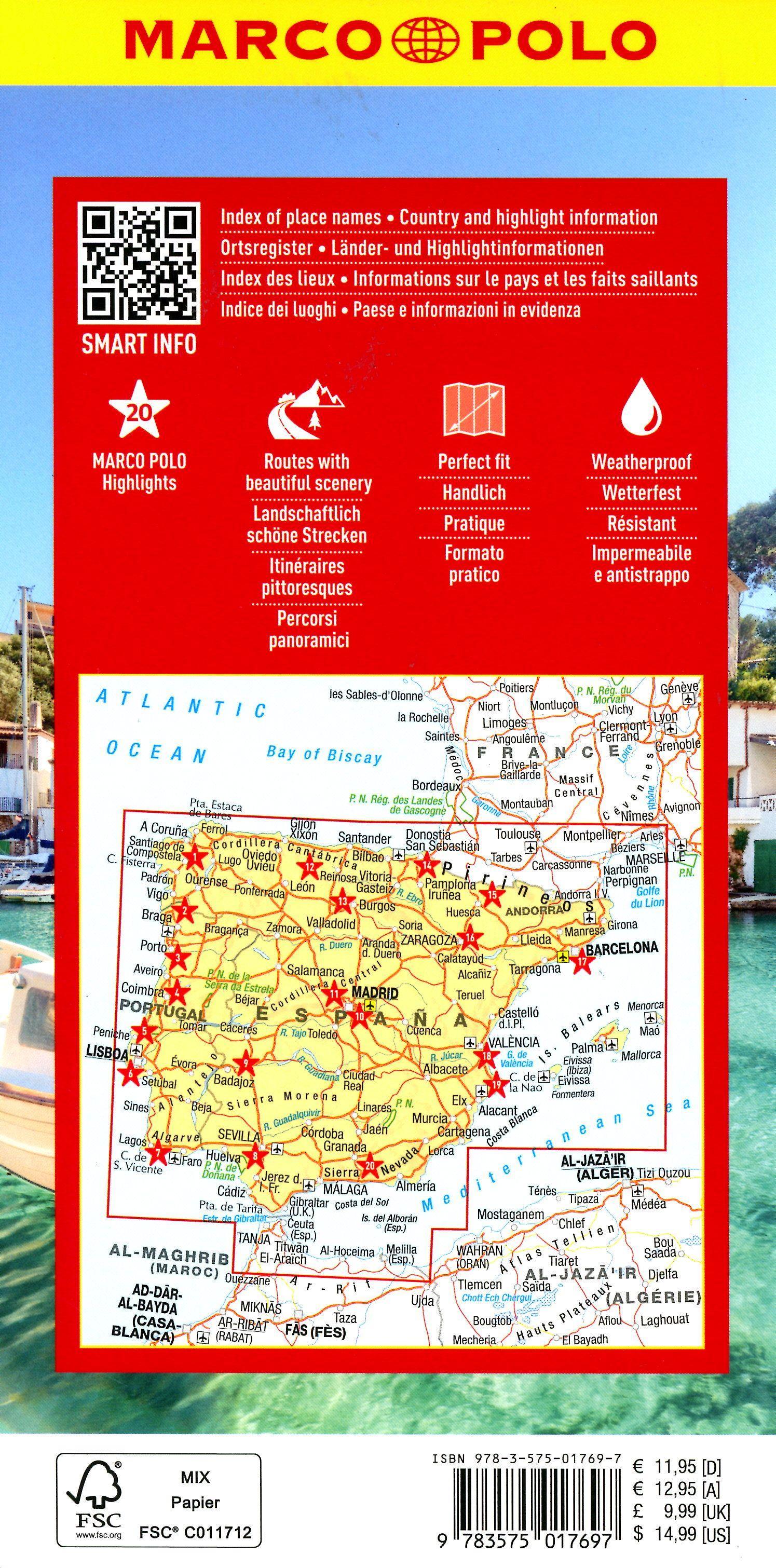 Beispielinhalt (Bild) MARCO POLO Reisekarte Spanien, Portugal 1:1 Mio.