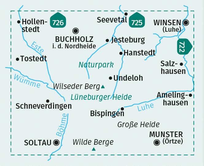 Beispielinhalt (Bild) KOMPASS Wanderkarte 718 Lüneburger Heide 1:50.000