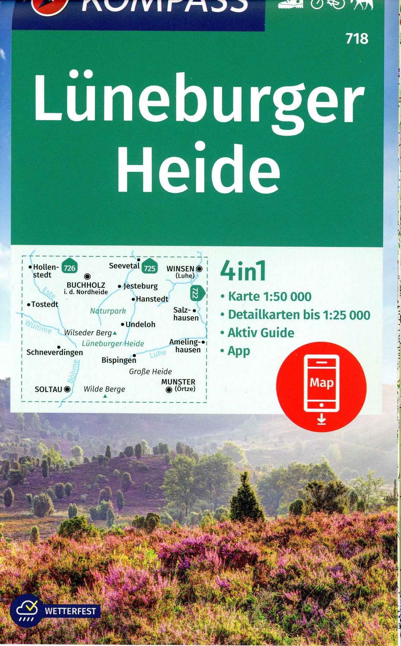 Beispielinhalt (Bild) KOMPASS Wanderkarte 718 Lüneburger Heide 1:50.000
