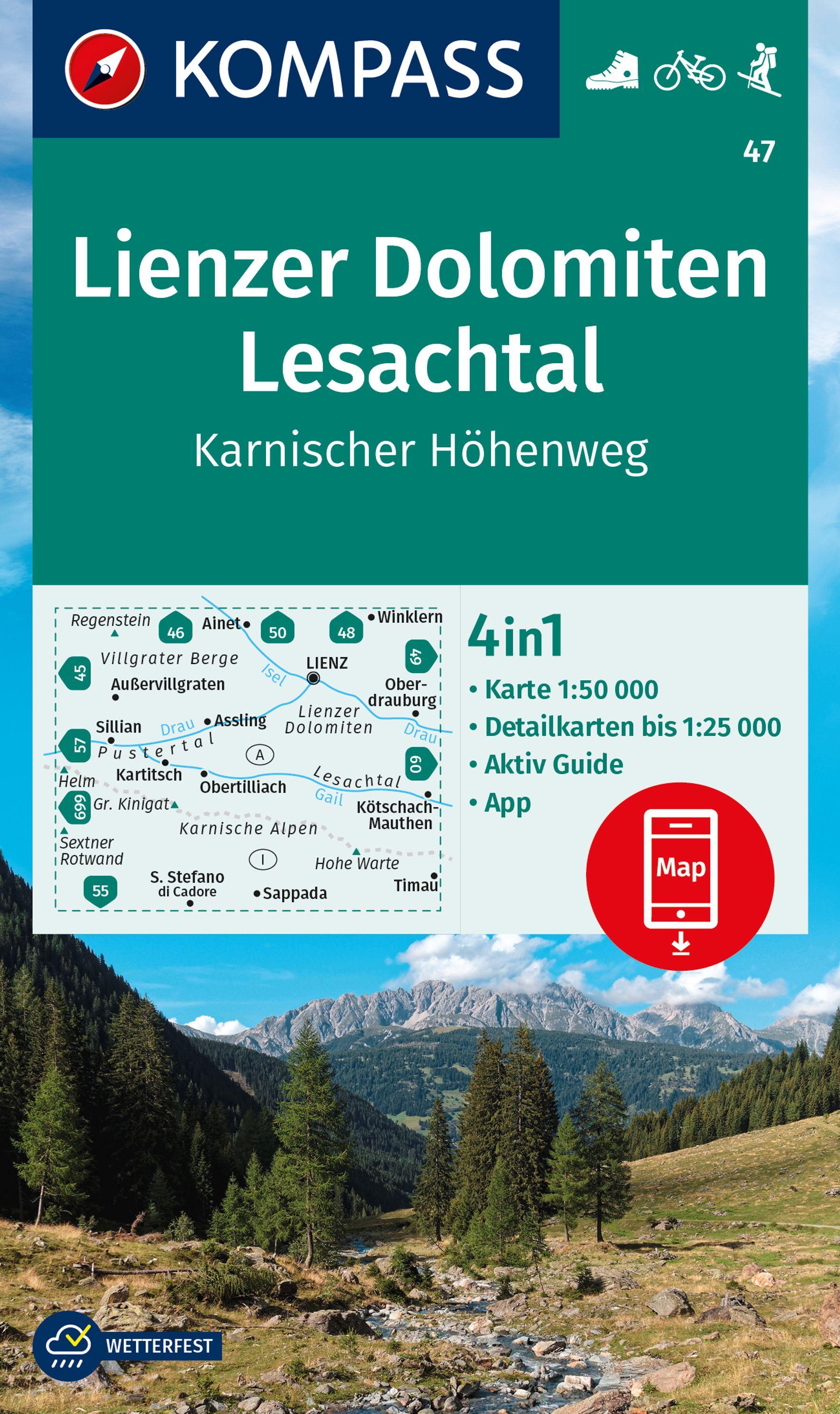 Vorderes Coverbild KOMPASS Wanderkarte 47 Lienzer Dolomiten, Lesachtal, Karnischer Höhenweg 1:50.000