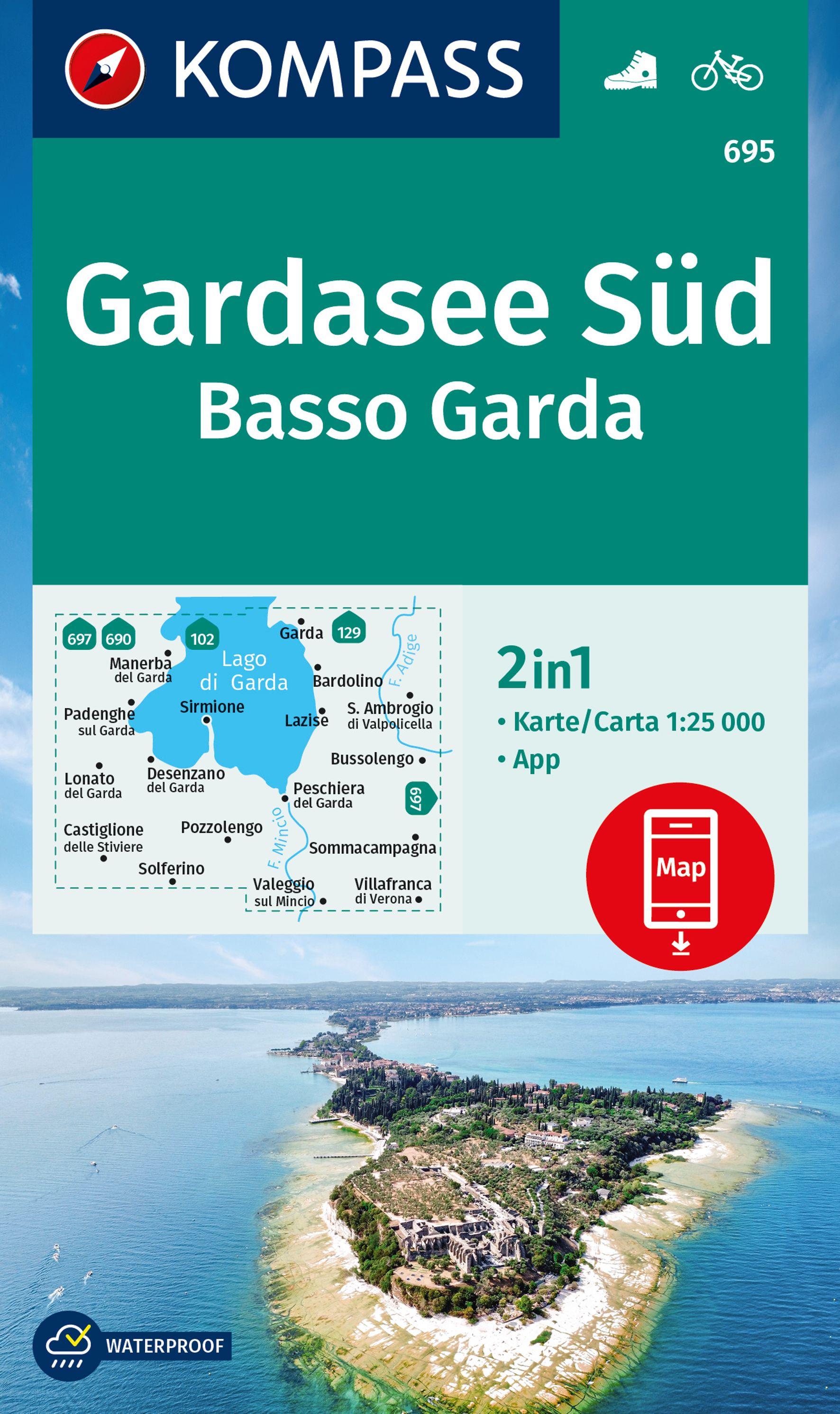 Vorderes Coverbild KOMPASS Wanderkarte 695 Gardasee Süd, Basso Garda 1:25.000