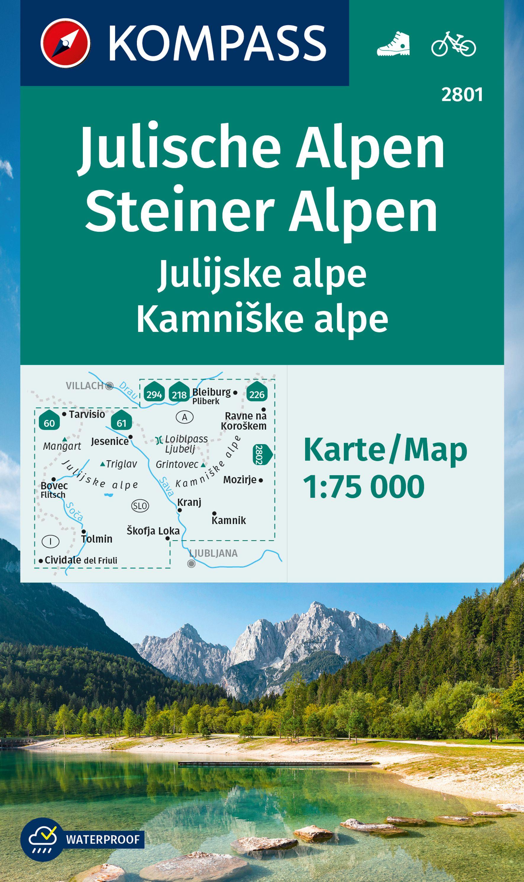 Vorderes Coverbild KOMPASS Wanderkarte 2801 Julische Alpen/Julijske alpe, Steiner Alpen/Kamniske alpe 1:75.000