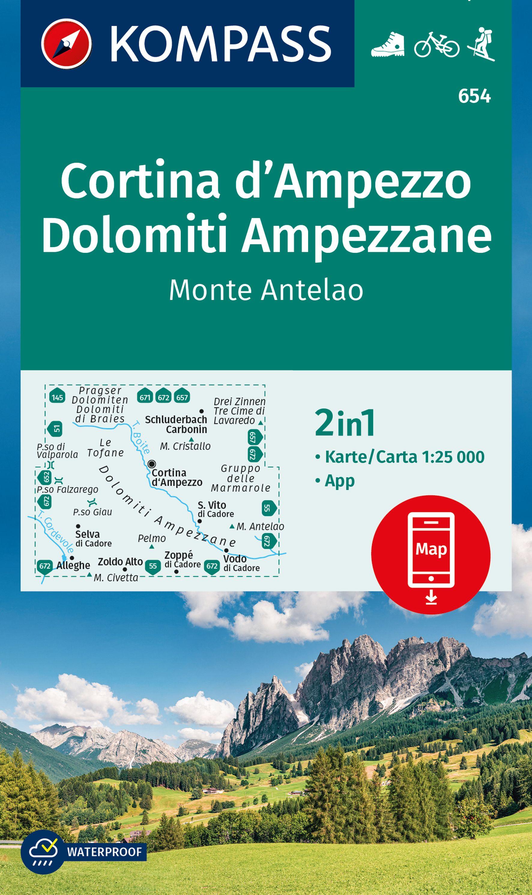 Vorderes Coverbild KOMPASS Wanderkarte 654 Cortina d'Ampezzo, Dolomiti Ampezzane, Monte Antelao 1:25.000