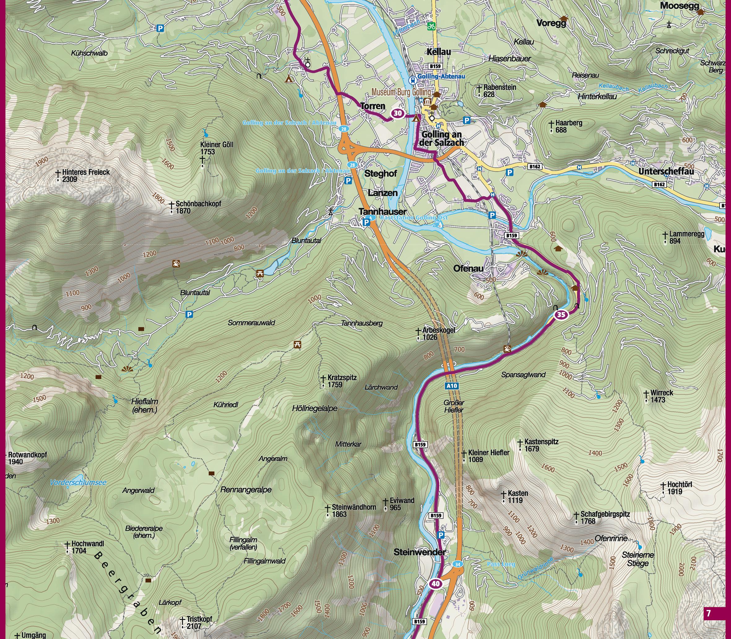 Beispielinhalt (Bild) KOMPASS Fahrrad-Tourenkarte Alpe Adria Radweg 1:50.000