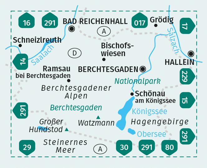 Beispielinhalt (Bild) KOMPASS Wanderkarte 794 Berchtesgadener Land, Königssee, Nationalpark Berchtesgaden 1:25.000