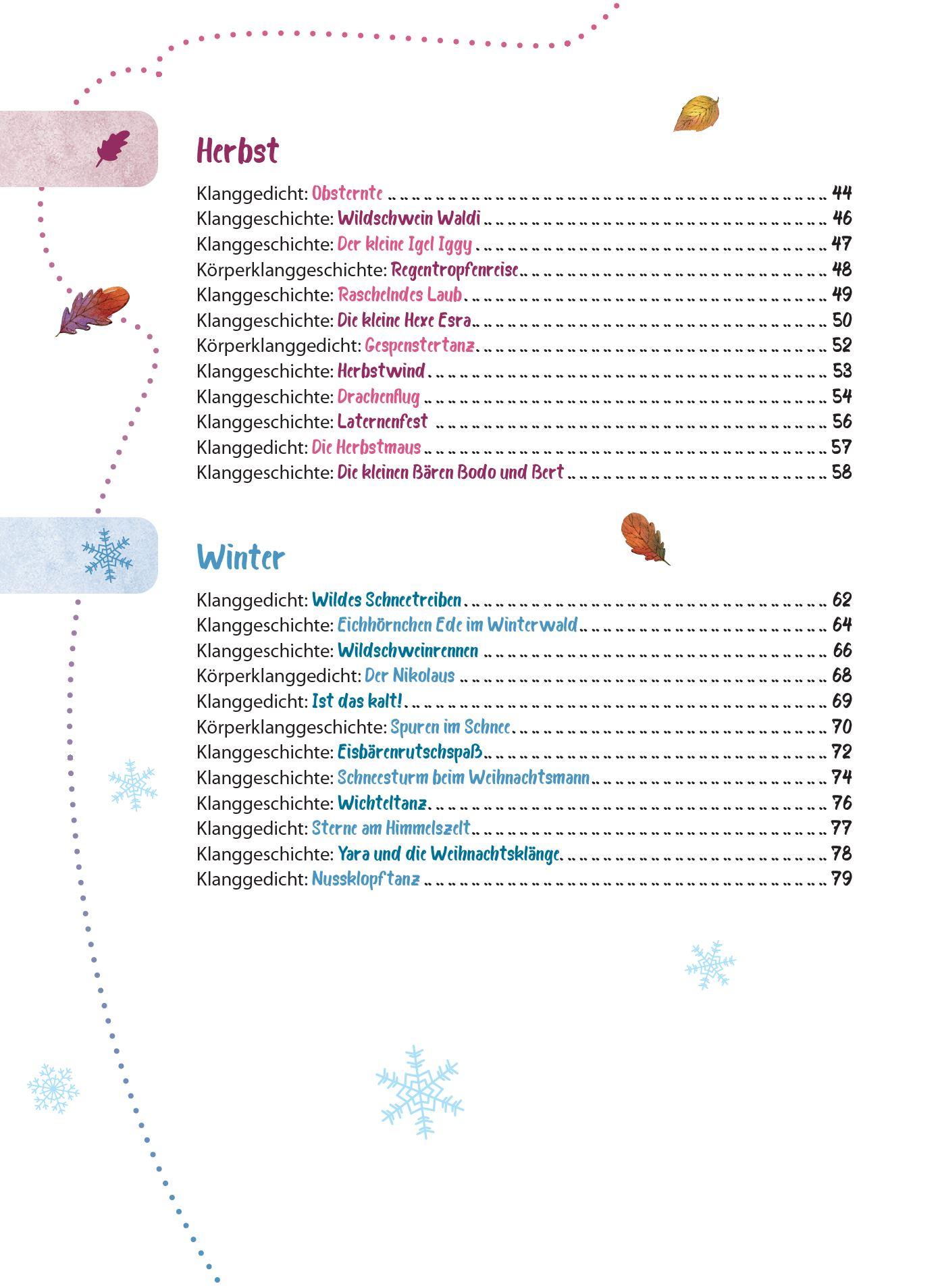 Beispielinhalt (Bild) Das Krippen-Jahreszeitenbuch: Klanggeschichten