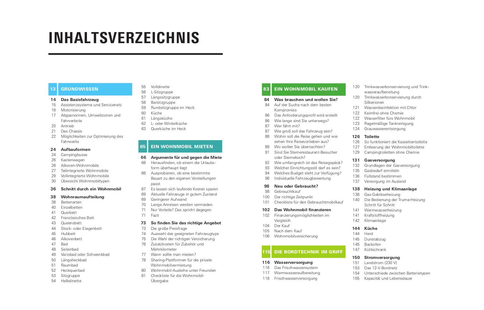 Beispielinhalt (Bild) Das große Wohnmobil-Handbuch