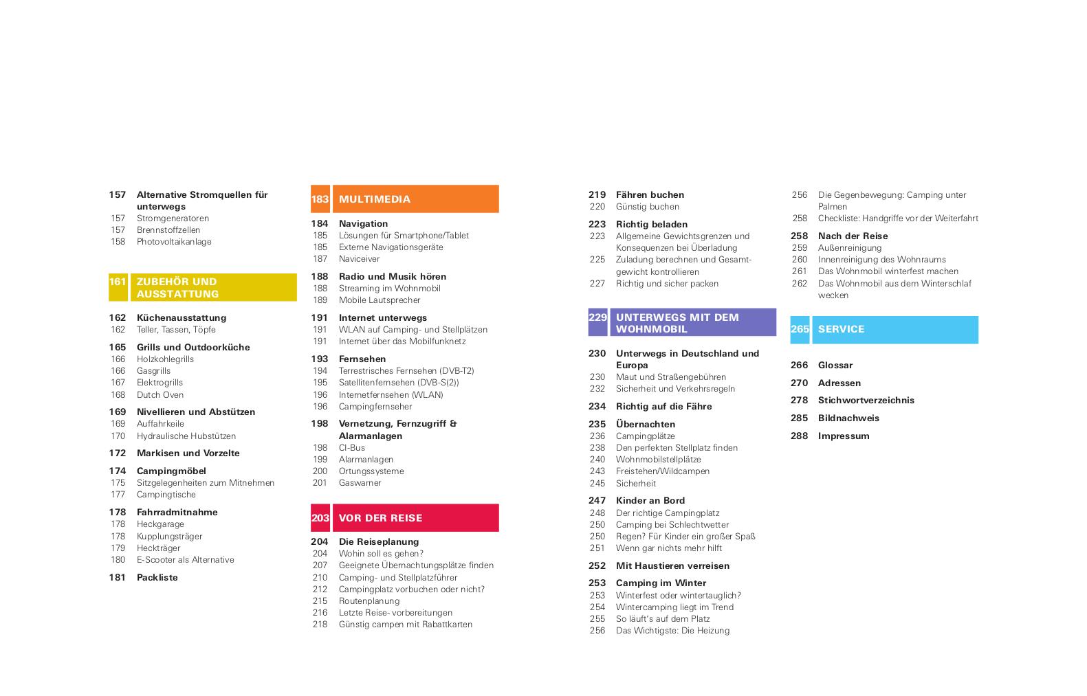 Beispielinhalt (Bild) Das große Wohnmobil-Handbuch