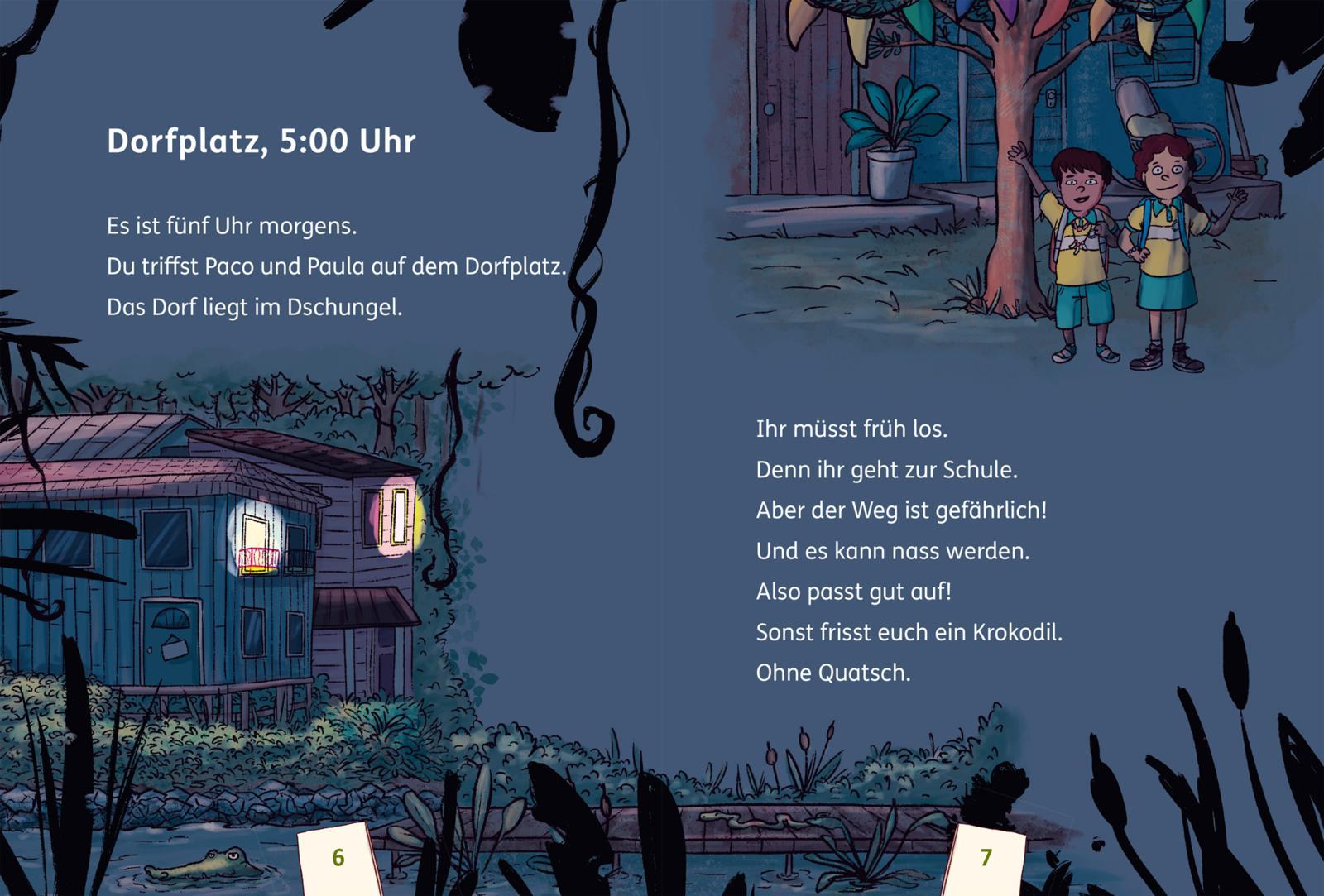 Beispielinhalt (Bild) Achtung!: Sumpfiger Schulweg