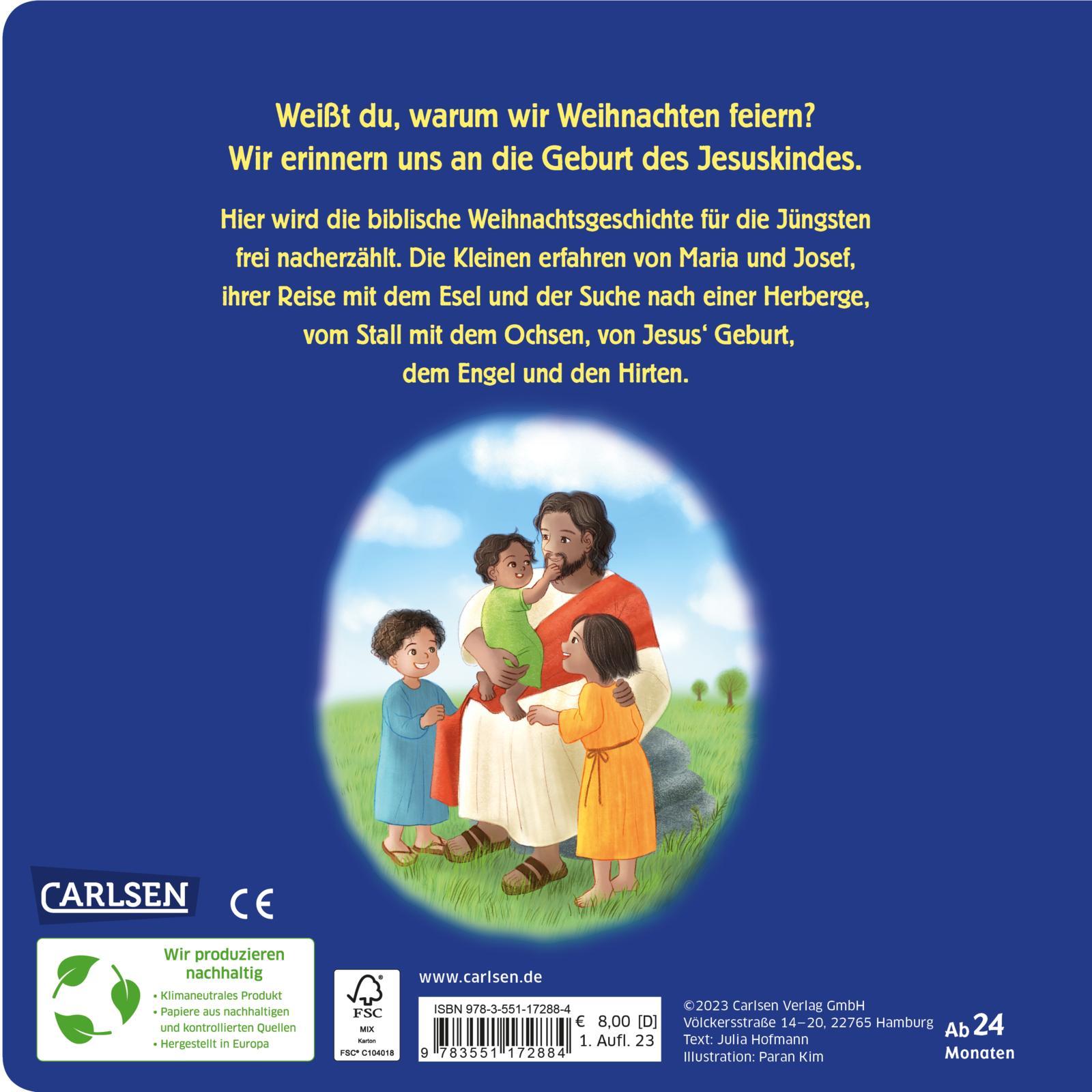 Rückseitencover Die Weihnachtsgeschichte für uns Kleine