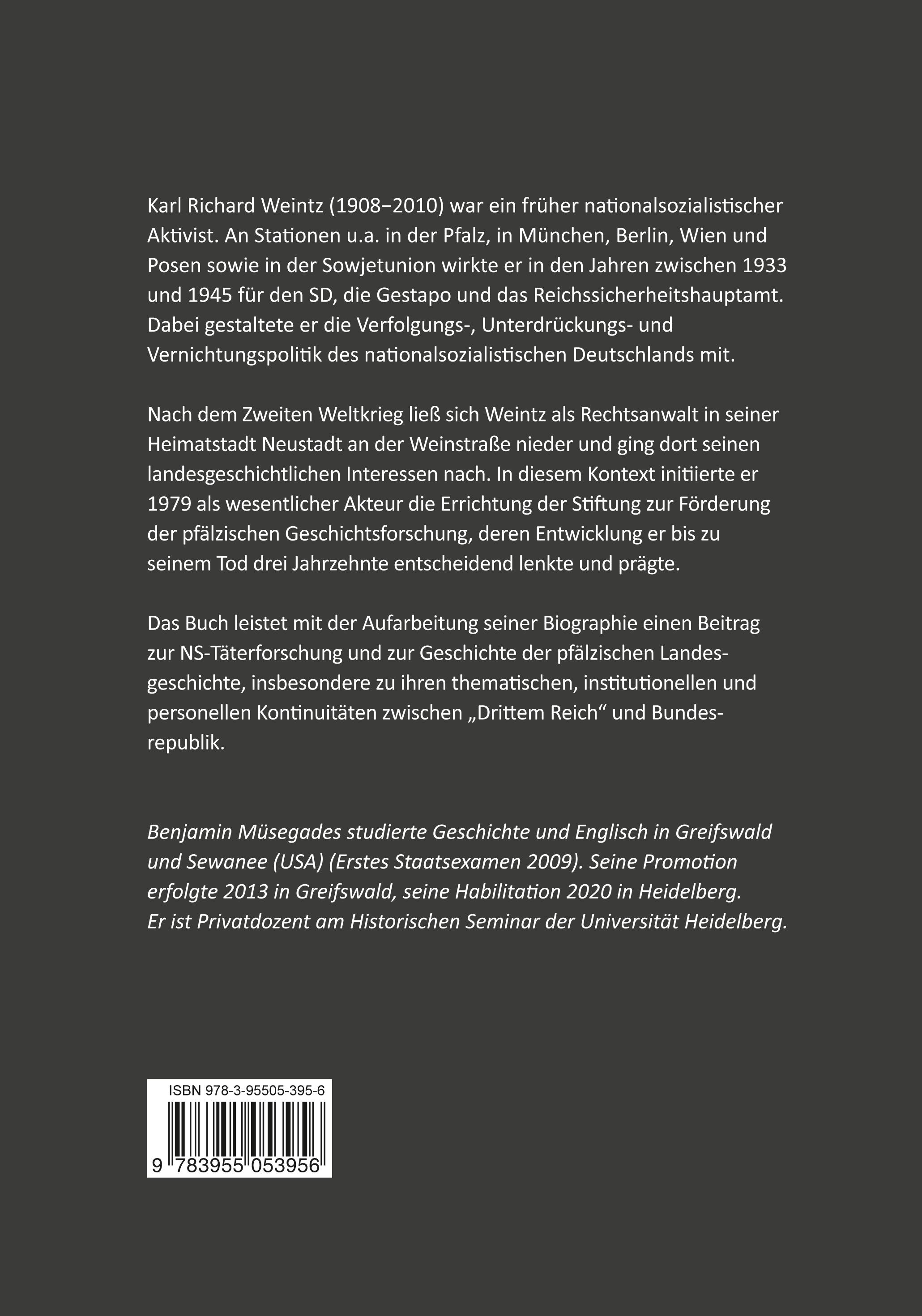 Rückseitencover NS-Täter zwischen Gestapo und pfälzischer Geschichtsforschung