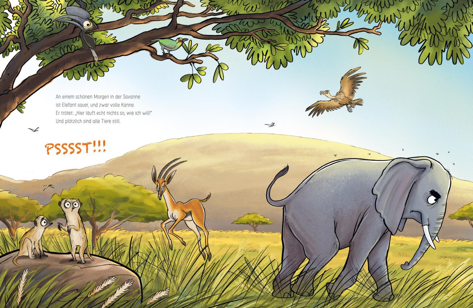 Beispielinhalt (Bild) Elefant will durch die Wand