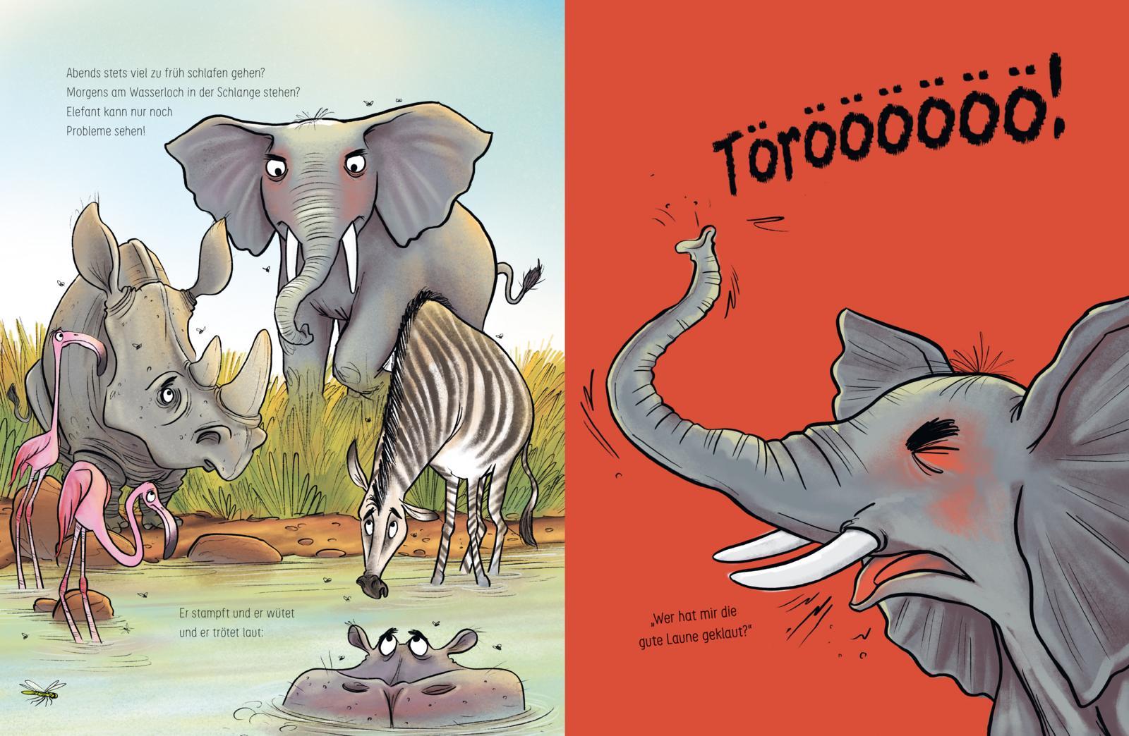 Beispielinhalt (Bild) Elefant will durch die Wand