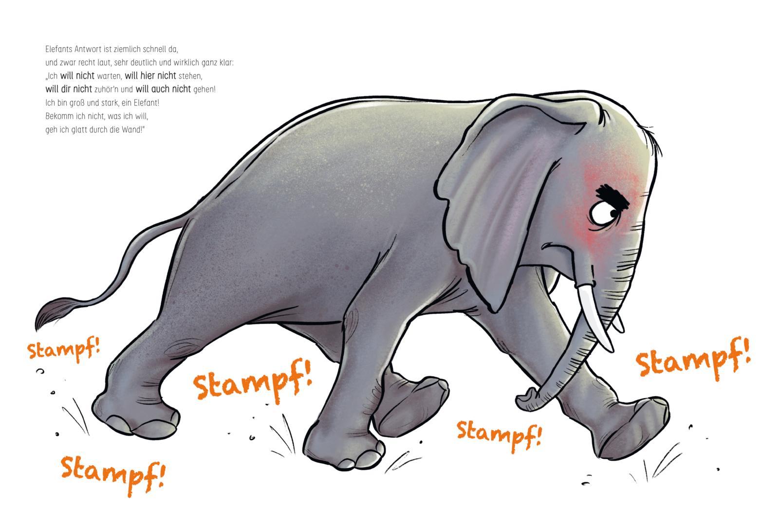 Beispielinhalt (Bild) Elefant will durch die Wand