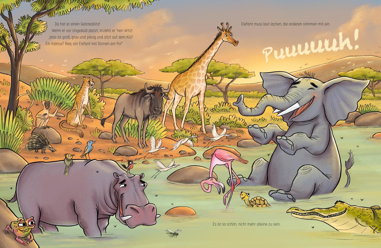 Beispielinhalt (Bild) Elefant will durch die Wand