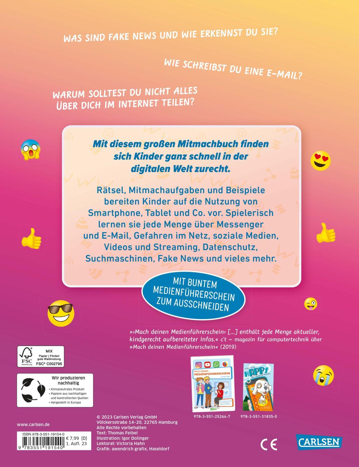 Rückseitencover Mach deinen Medienführerschein: Dein großes Mitmachbuch