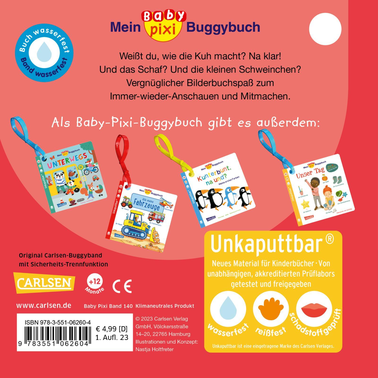Rückseitencover Baby Pixi (unkaputtbar) 140: Mein Baby-Pixi-Buggybuch: Oink, Mäh, Muh!