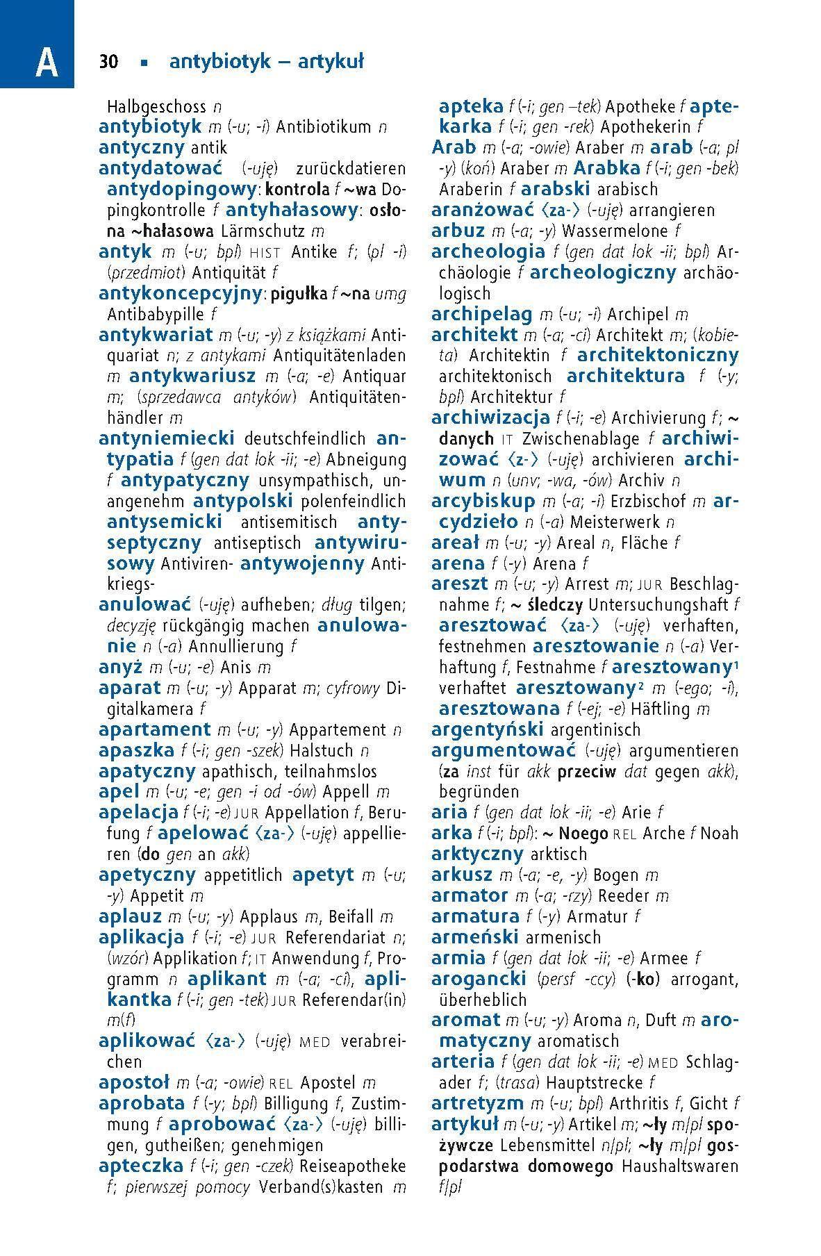 Beispielinhalt (Bild) Langenscheidt Praktisches Wörterbuch Polnisch