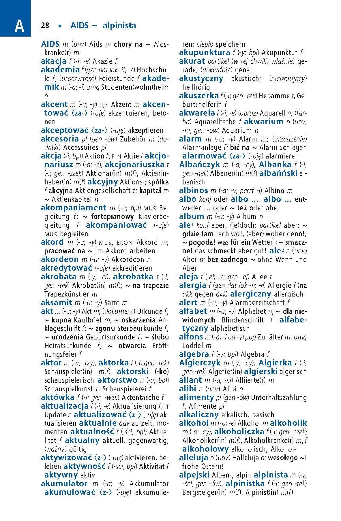 Beispielinhalt (Bild) Langenscheidt Praktisches Wörterbuch Polnisch