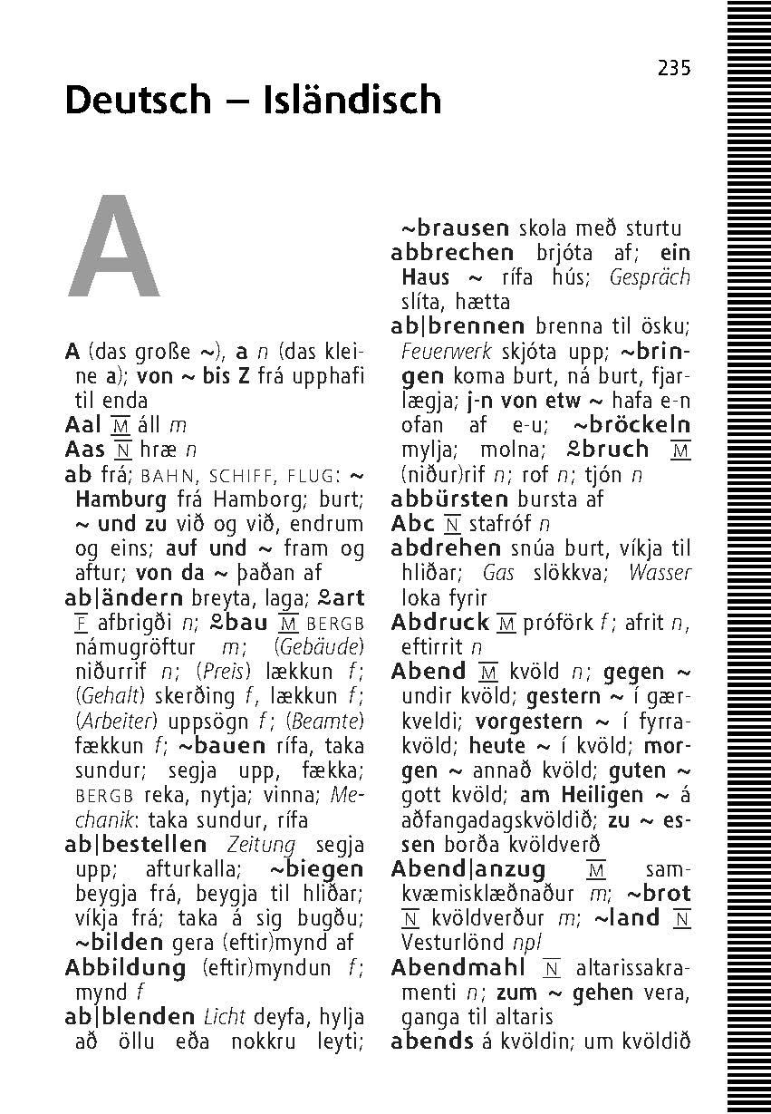 Beispielinhalt (Bild) Langenscheidt Universal-Wörterbuch Isländisch