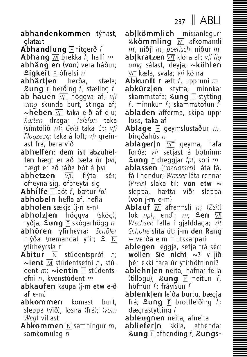 Beispielinhalt (Bild) Langenscheidt Universal-Wörterbuch Isländisch