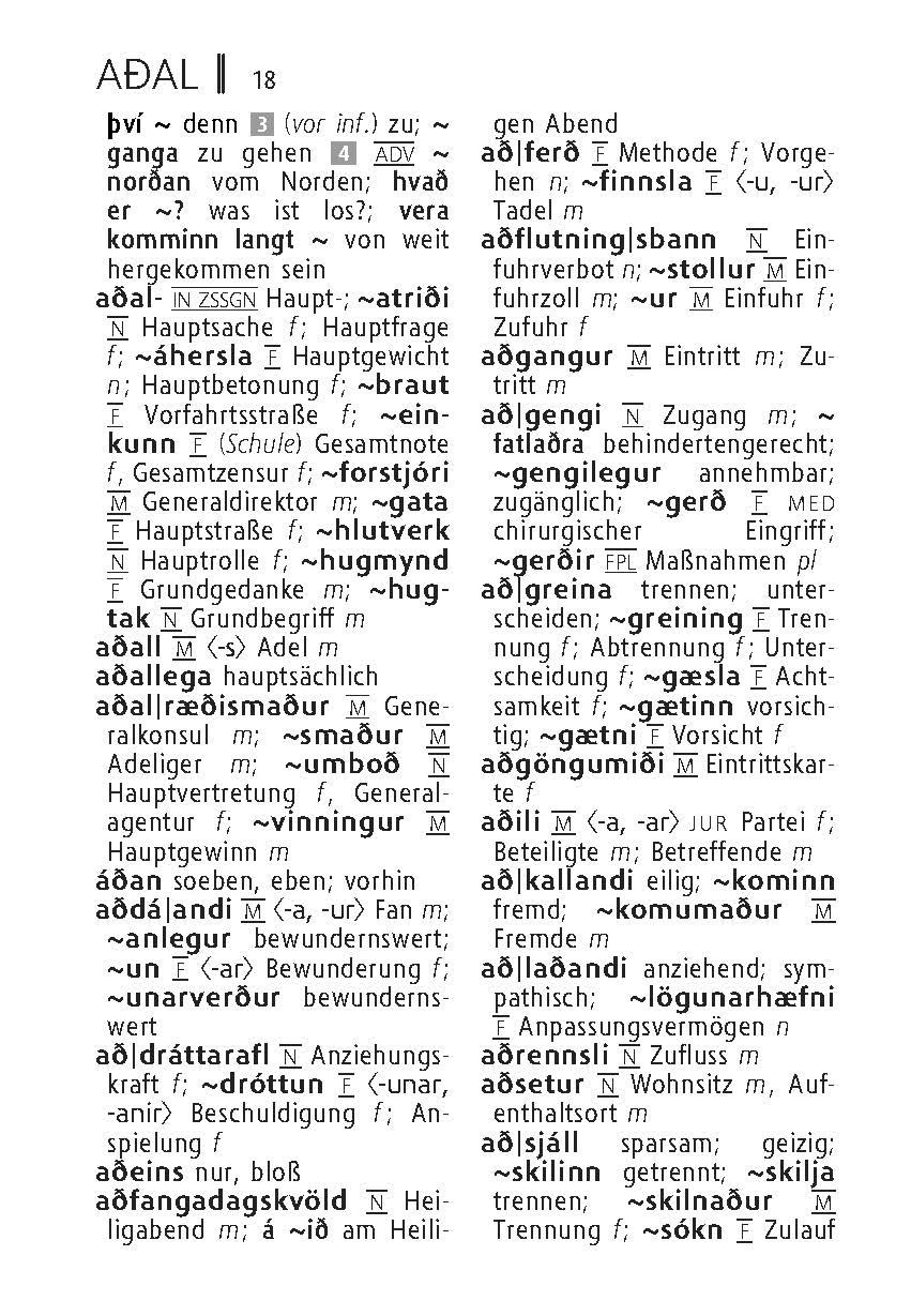 Beispielinhalt (Bild) Langenscheidt Universal-Wörterbuch Isländisch