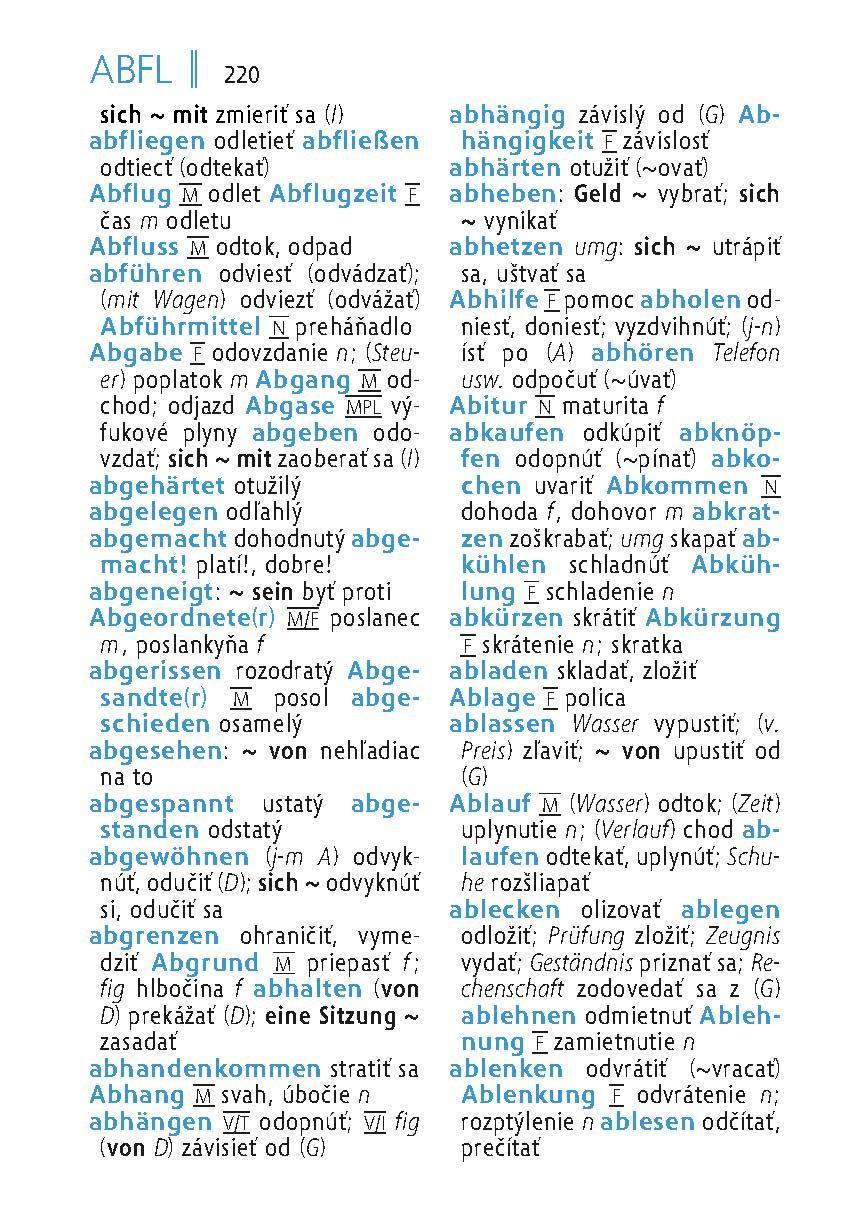 Beispielinhalt (Bild) Langenscheidt Universal-Wörterbuch Slowakisch