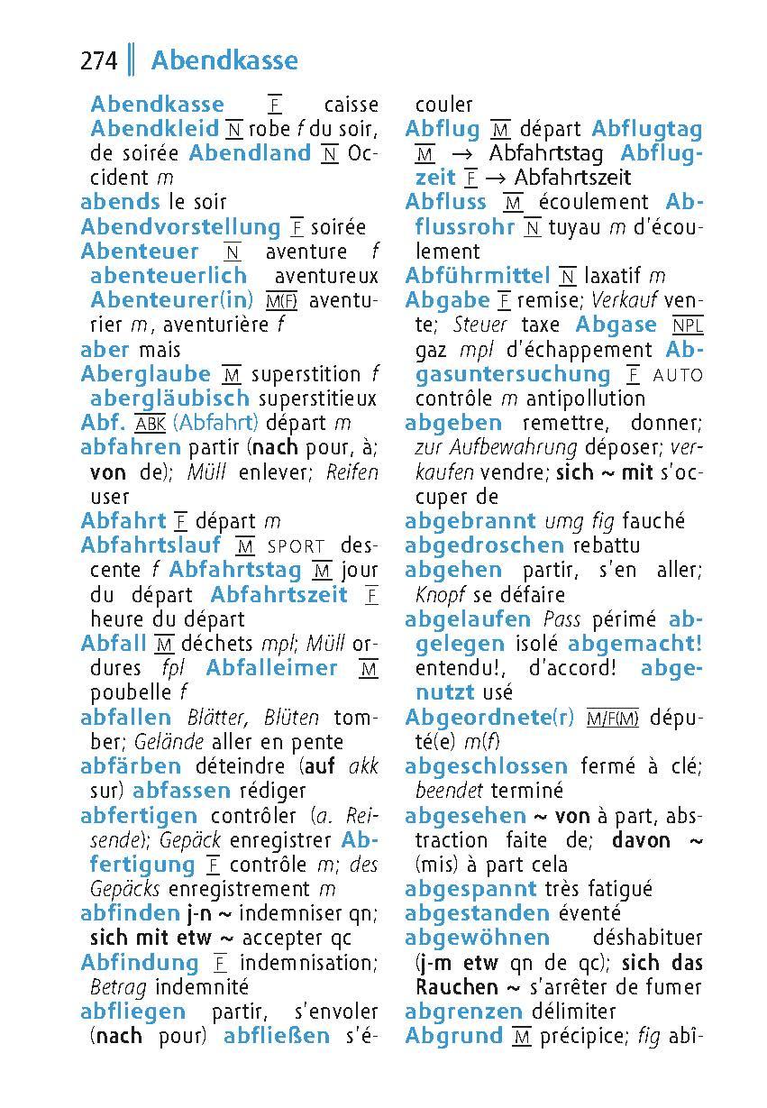 Beispielinhalt (Bild) Langenscheidt Universal-Wörterbuch Französisch