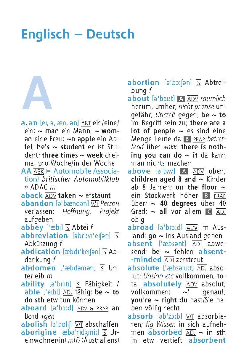 Beispielinhalt (Bild) Langenscheidt Universal-Wörterbuch Englisch