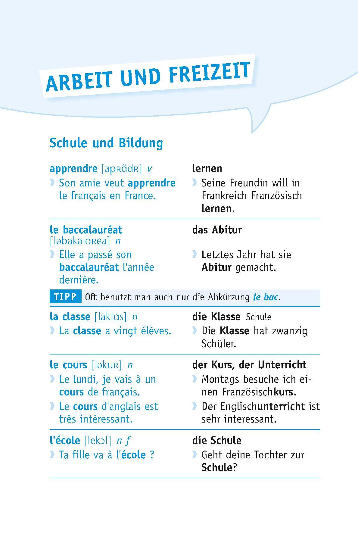 Beispielinhalt (Bild) Langenscheidt Die Top 1.000 Wörter Französisch