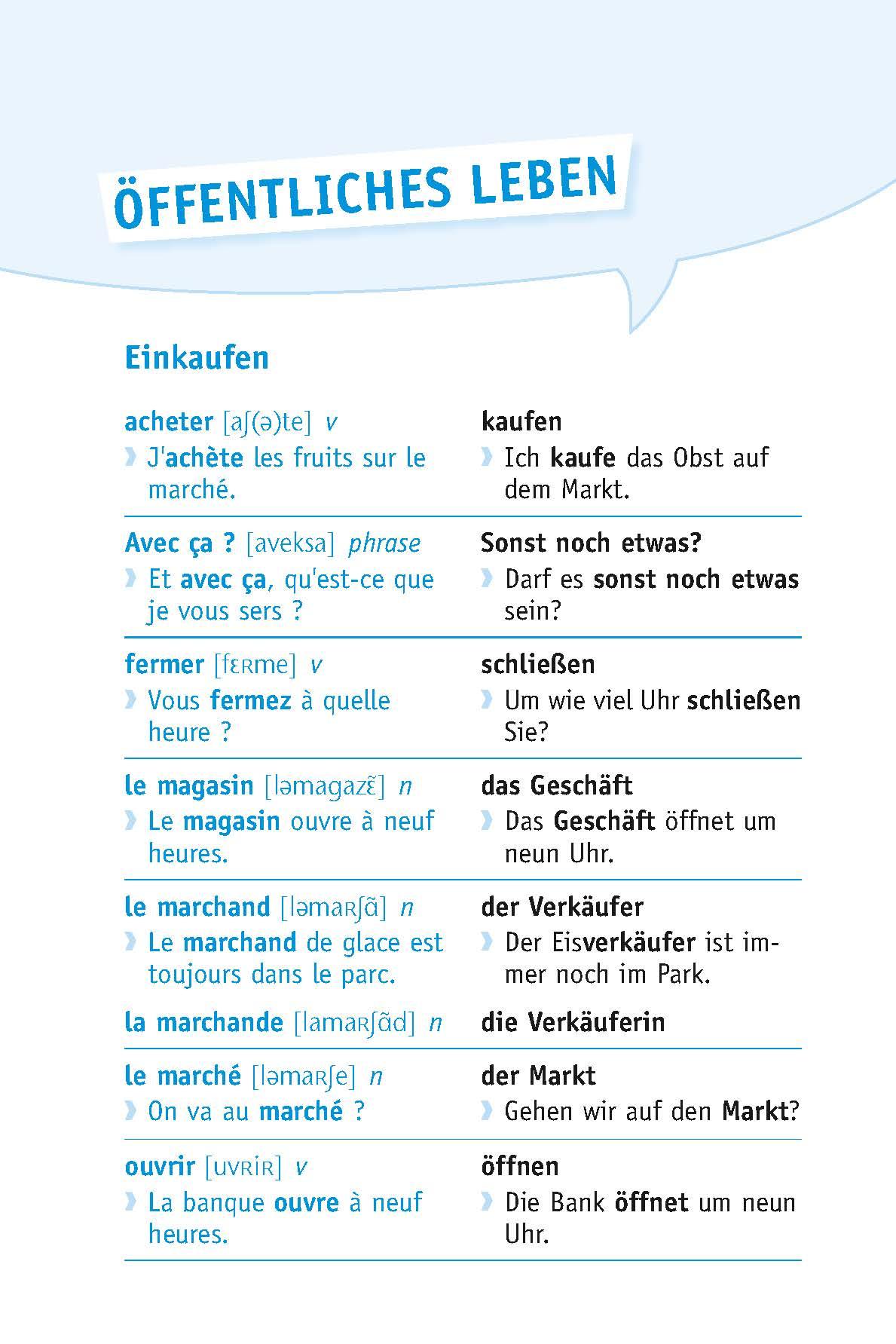 Beispielinhalt (Bild) Langenscheidt Die Top 1.000 Wörter Französisch