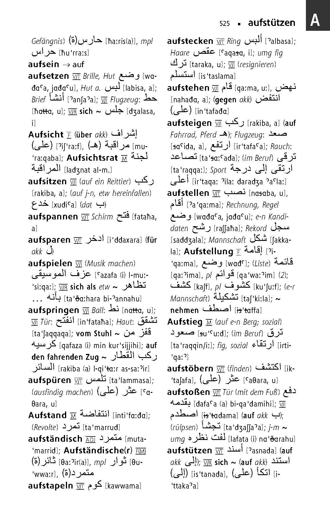 Beispielinhalt (Bild) Langenscheidt Taschenwörterbuch Arabisch
