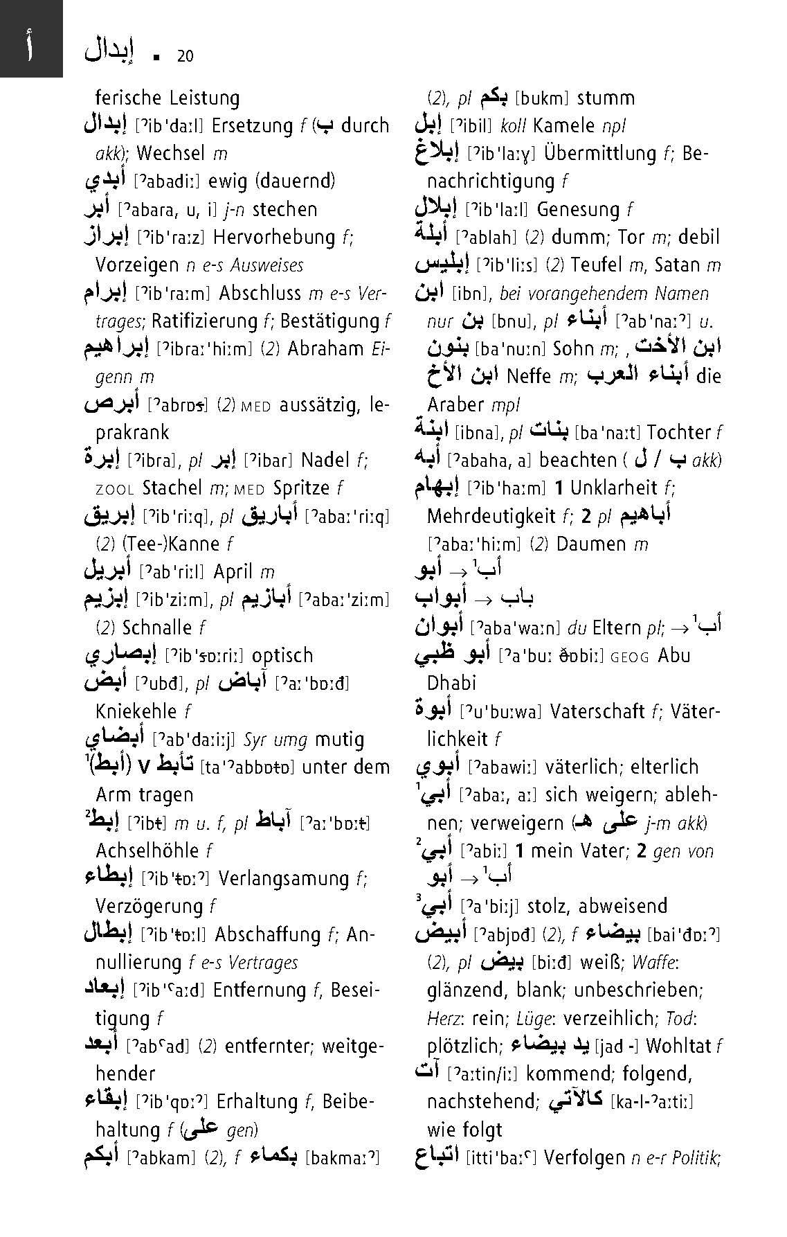Beispielinhalt (Bild) Langenscheidt Taschenwörterbuch Arabisch