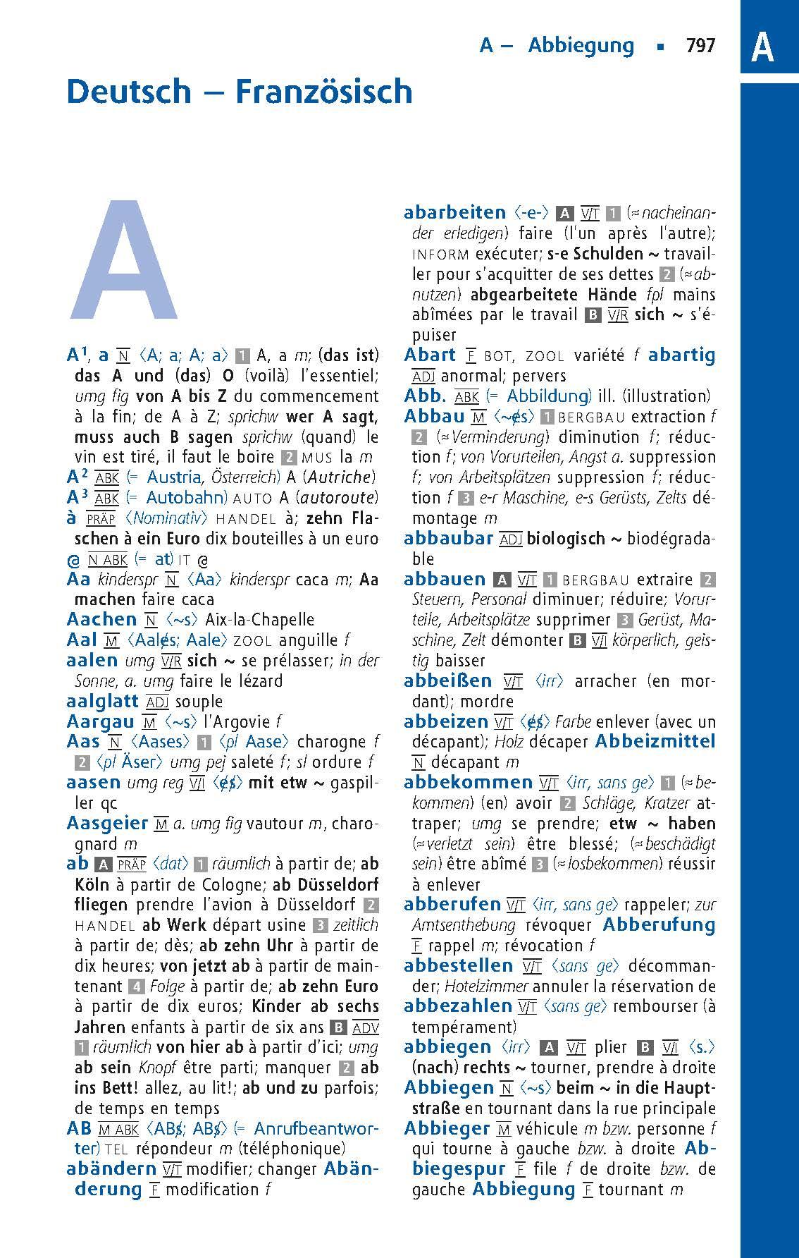 Beispielinhalt (Bild) Langenscheidt Taschenwörterbuch Französisch