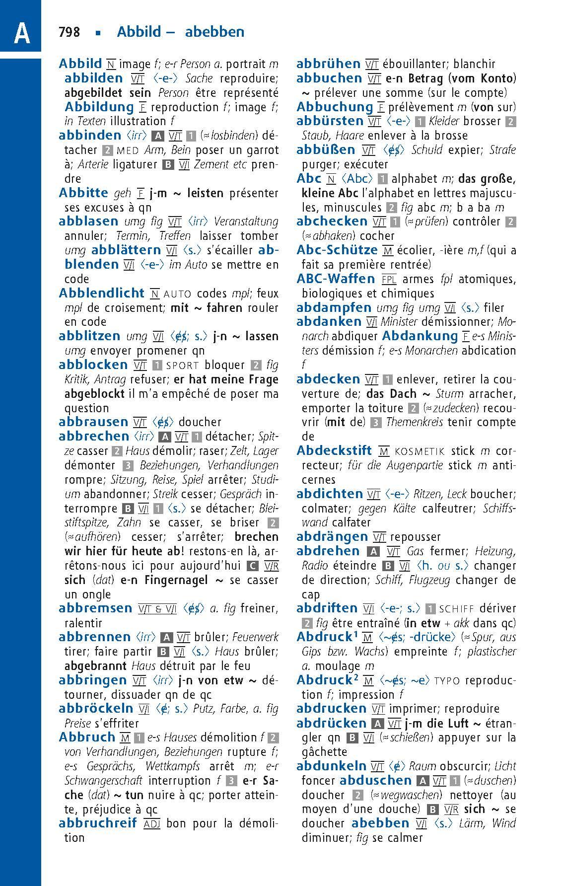 Beispielinhalt (Bild) Langenscheidt Taschenwörterbuch Französisch