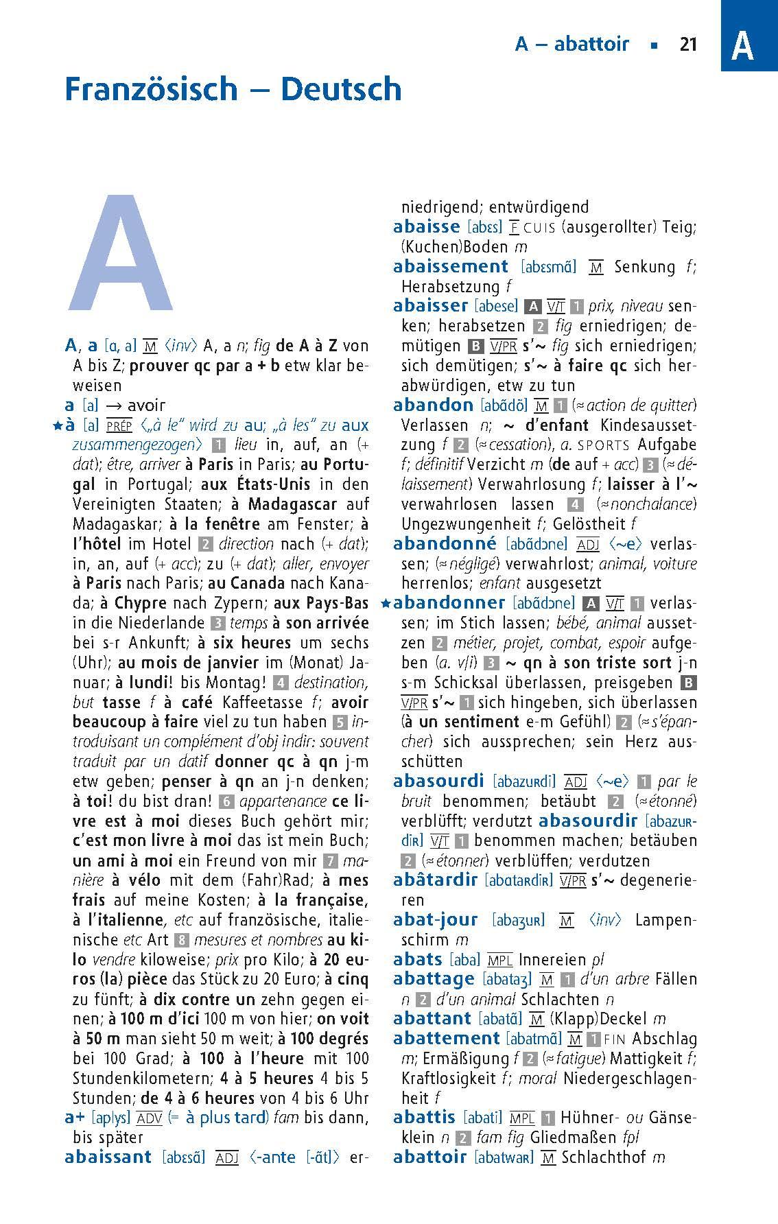 Beispielinhalt (Bild) Langenscheidt Taschenwörterbuch Französisch